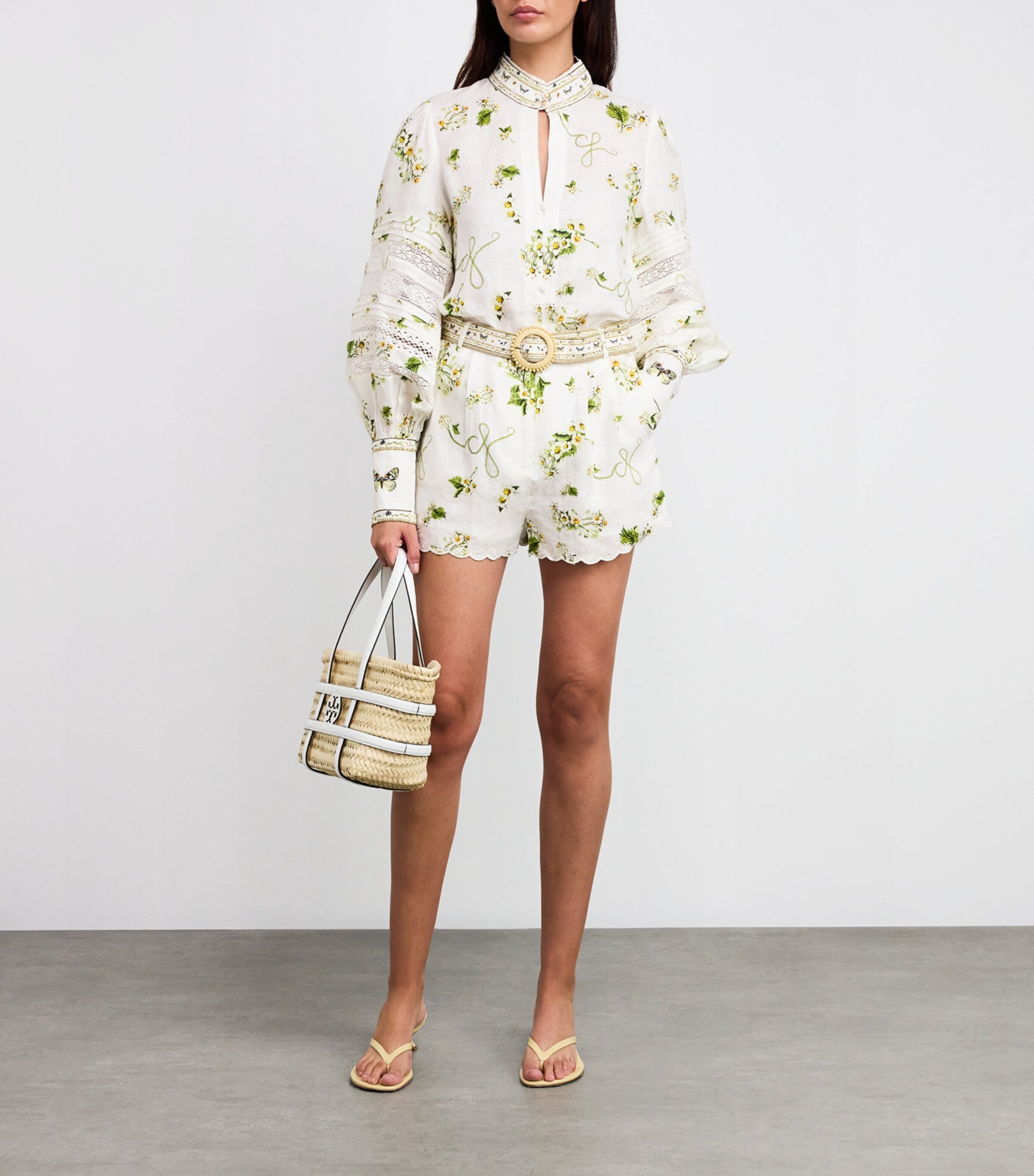 Camilla White Linen Botanical Utopia Shorts