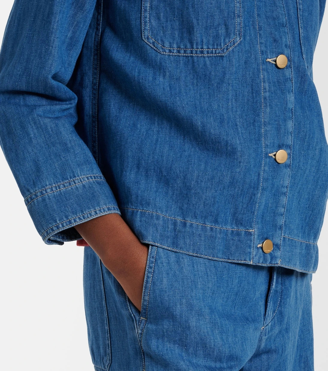 'S Max Mara - جاكيت جينز Galante من القطن والكتان