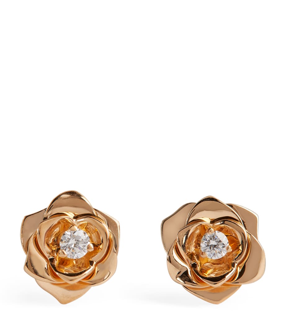 Piaget Rose Gold and Diamond Rose Earrings