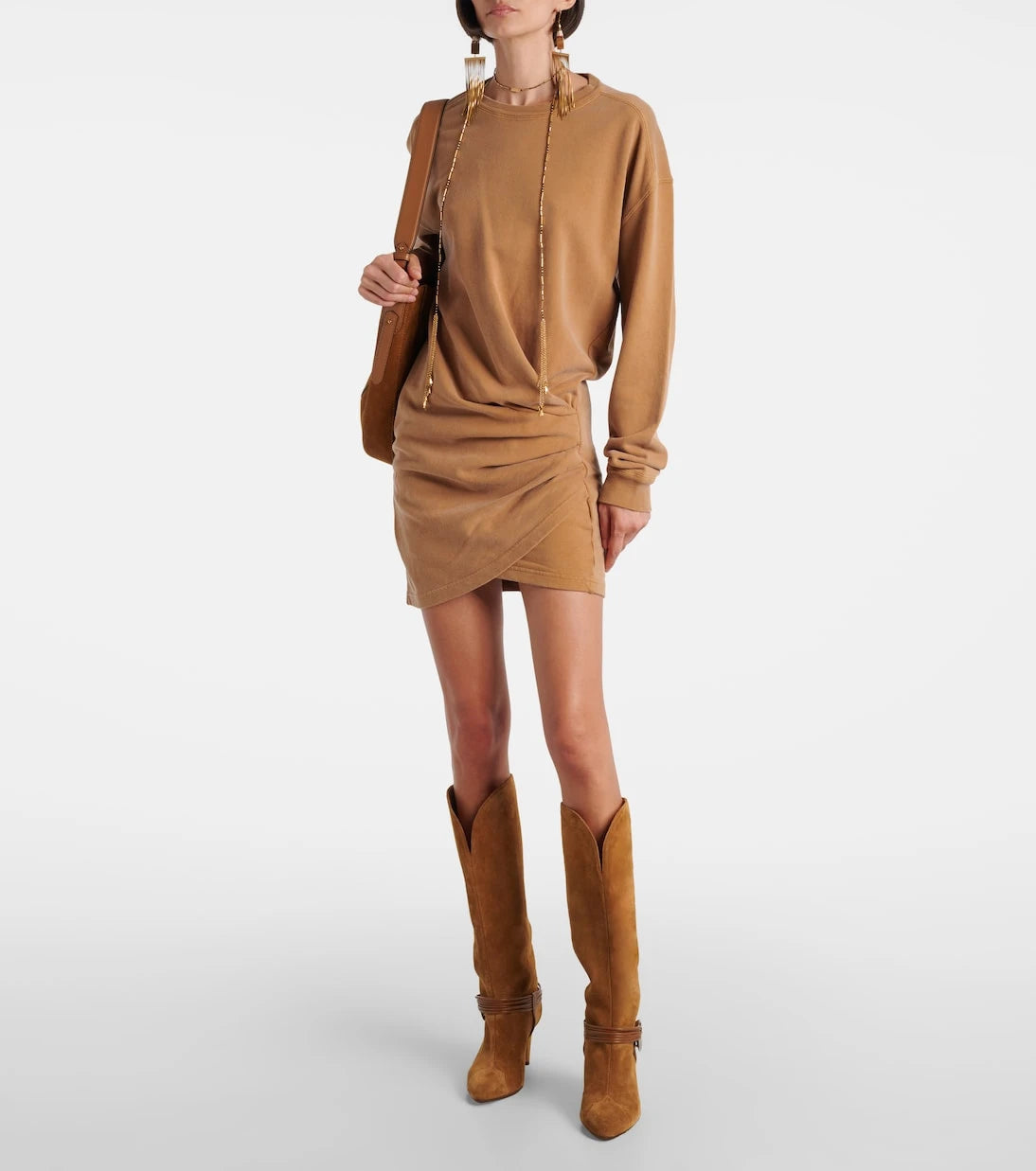 Marant Etoile - Pipper gathered cotton sweatshirt dress