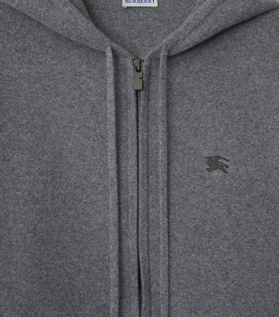 Burberry Grey Cashmere-Blend Zip-Up Slim Hoodie
