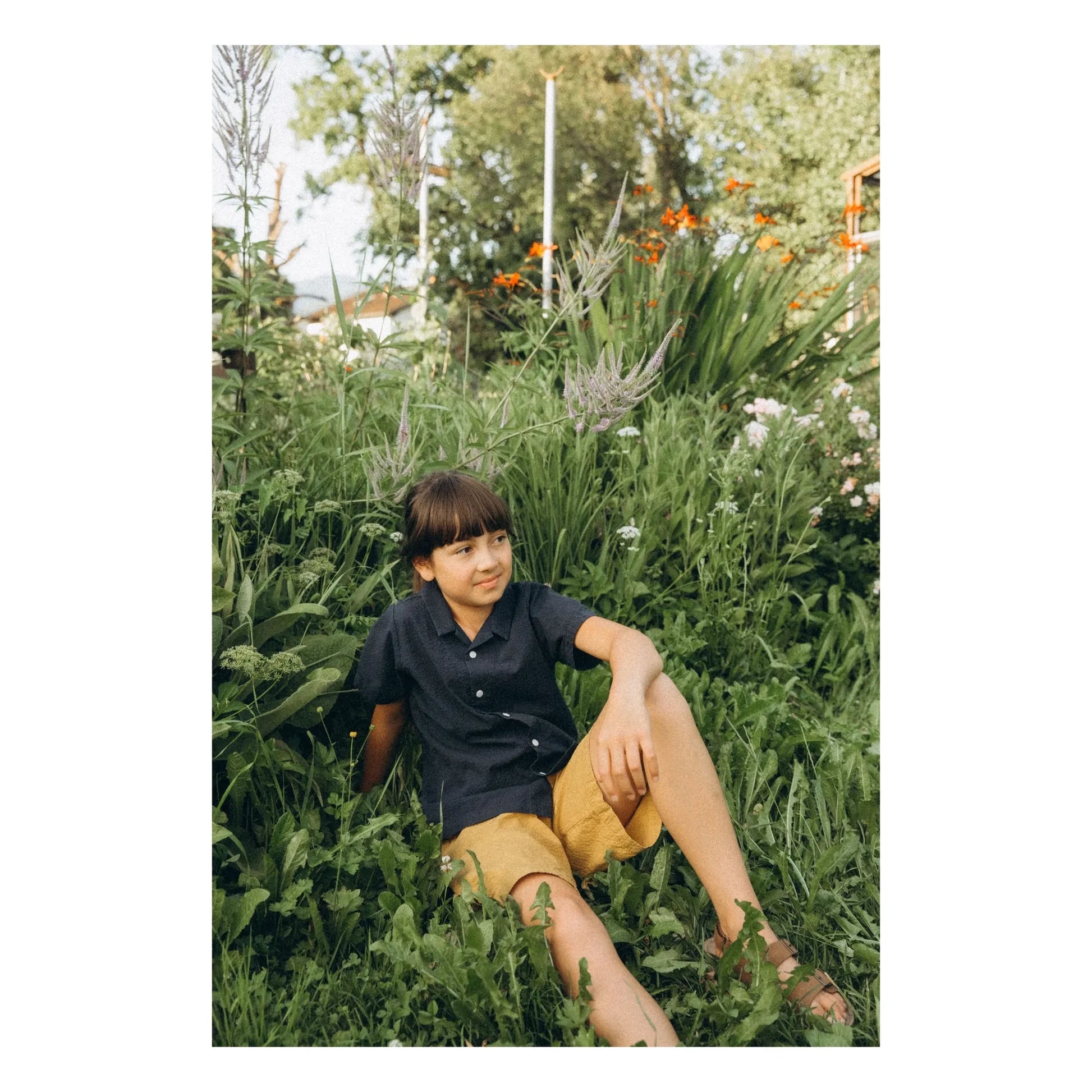 Matona - Plain Organic Cotton Shirt | Navy blue