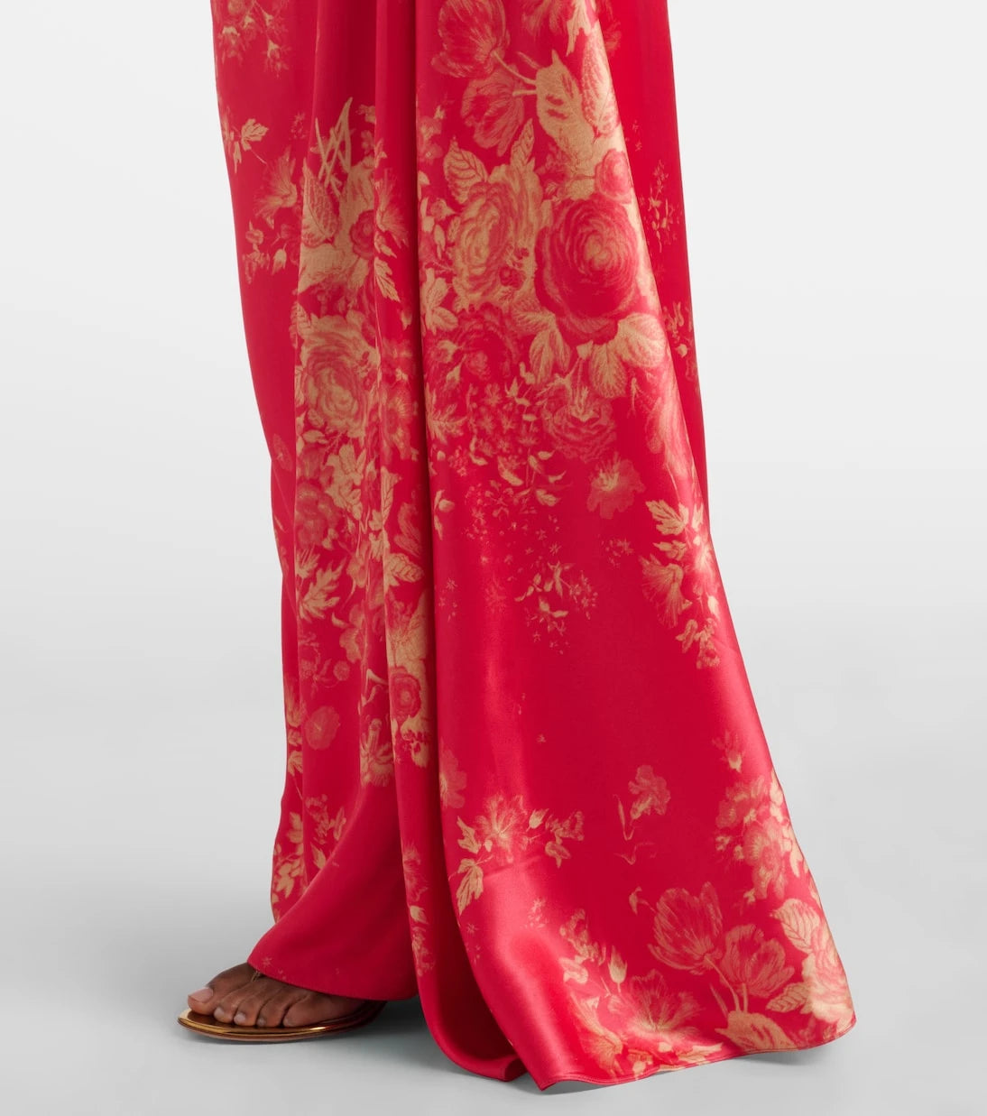 Erdem - Draped floral duchess satin gown