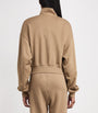 ÉTERNE Beige Cotton-Blend Half-Zip Cropped Sweatshirt