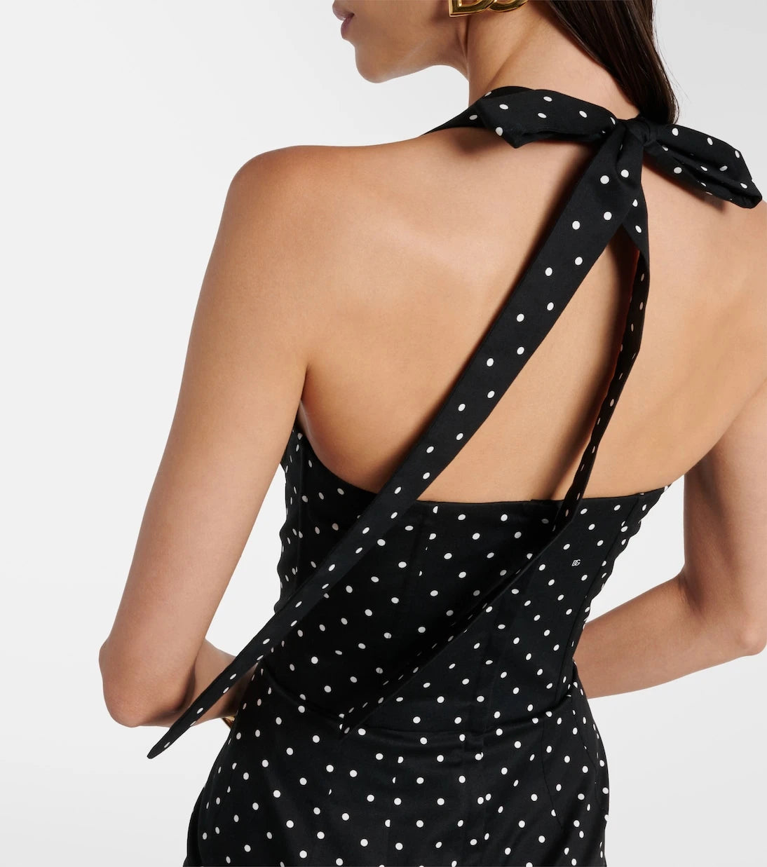 Dolce&Gabbana - Polka-dot cotton-blend drill corset dress