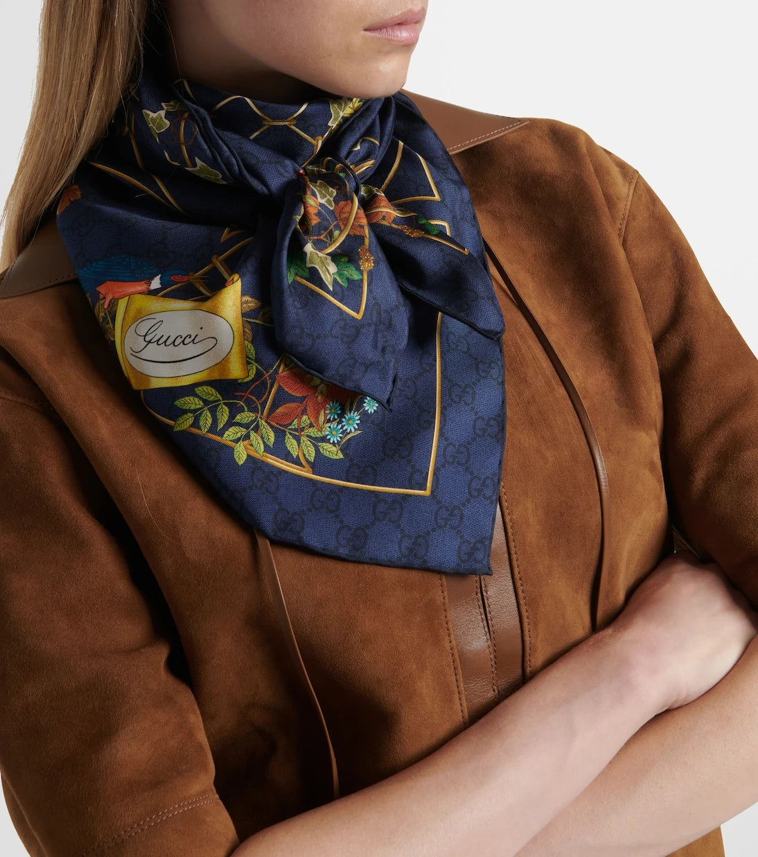 Gucci - GG floral silk twill scarf