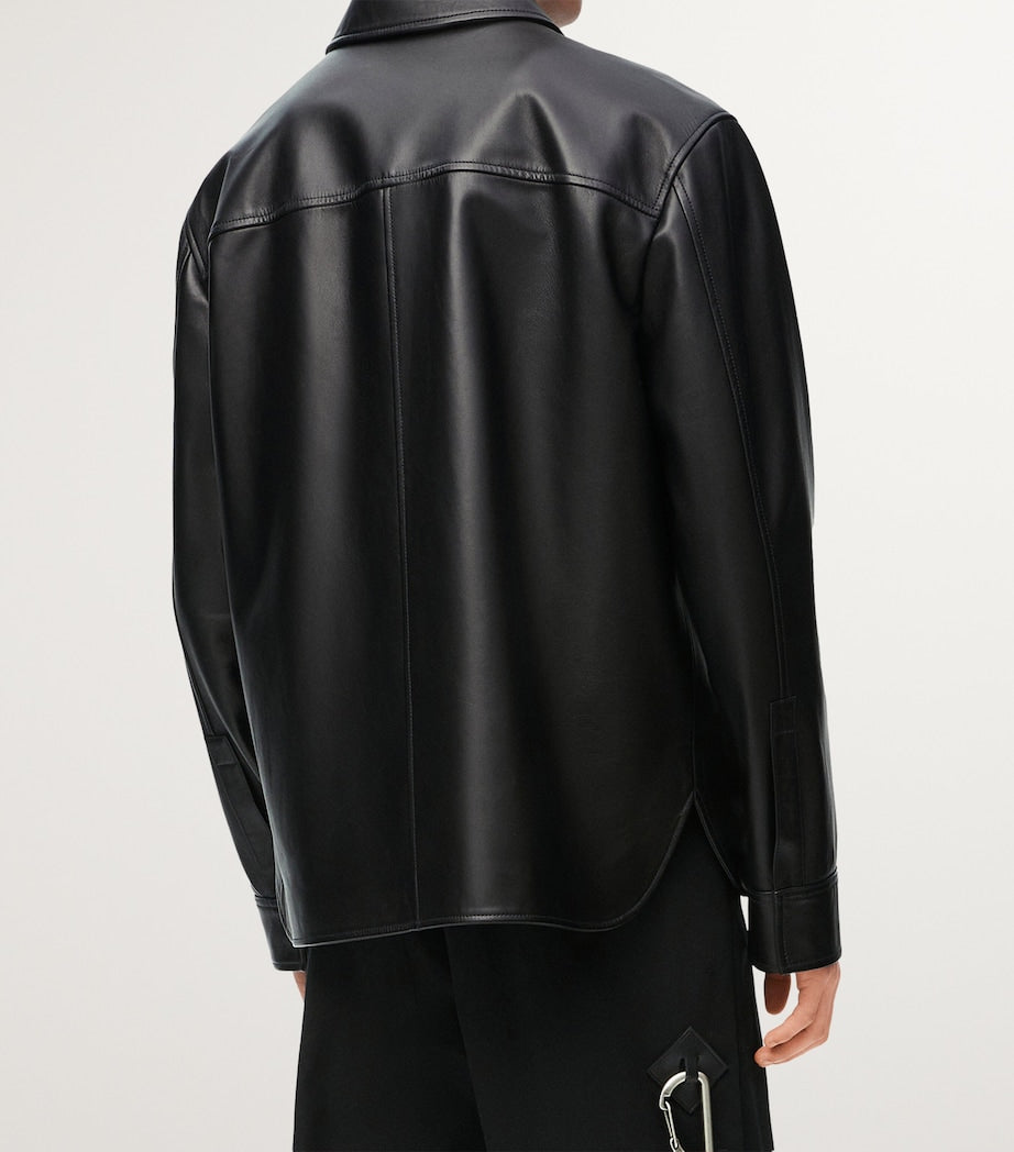 LOEWE Black Leather Shirt Jacket