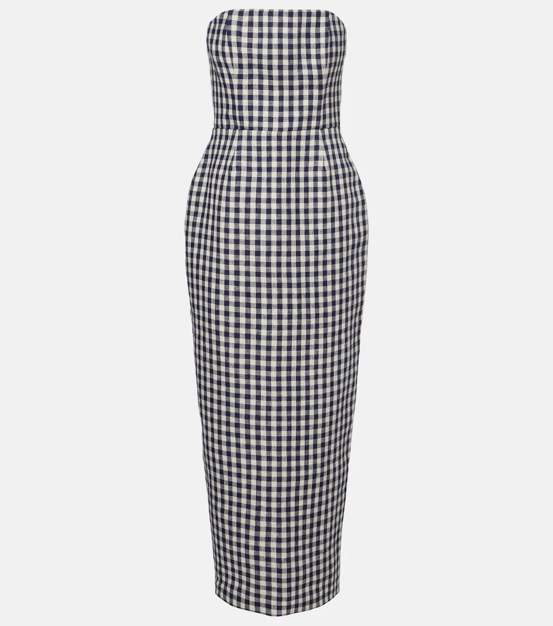 Posse - Romeo gingham strapless linen maxi dress