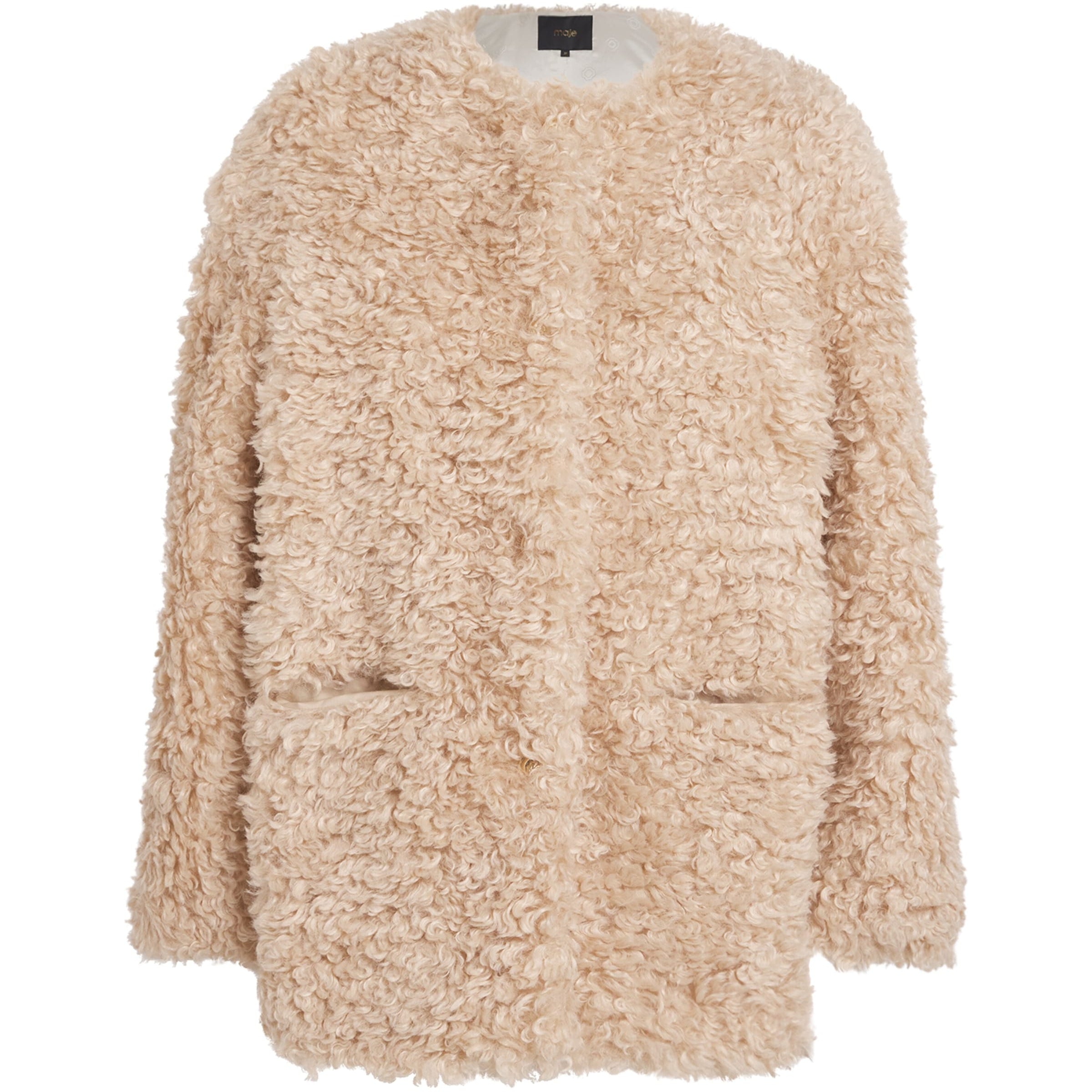 Neutral Faux Shearling Coat