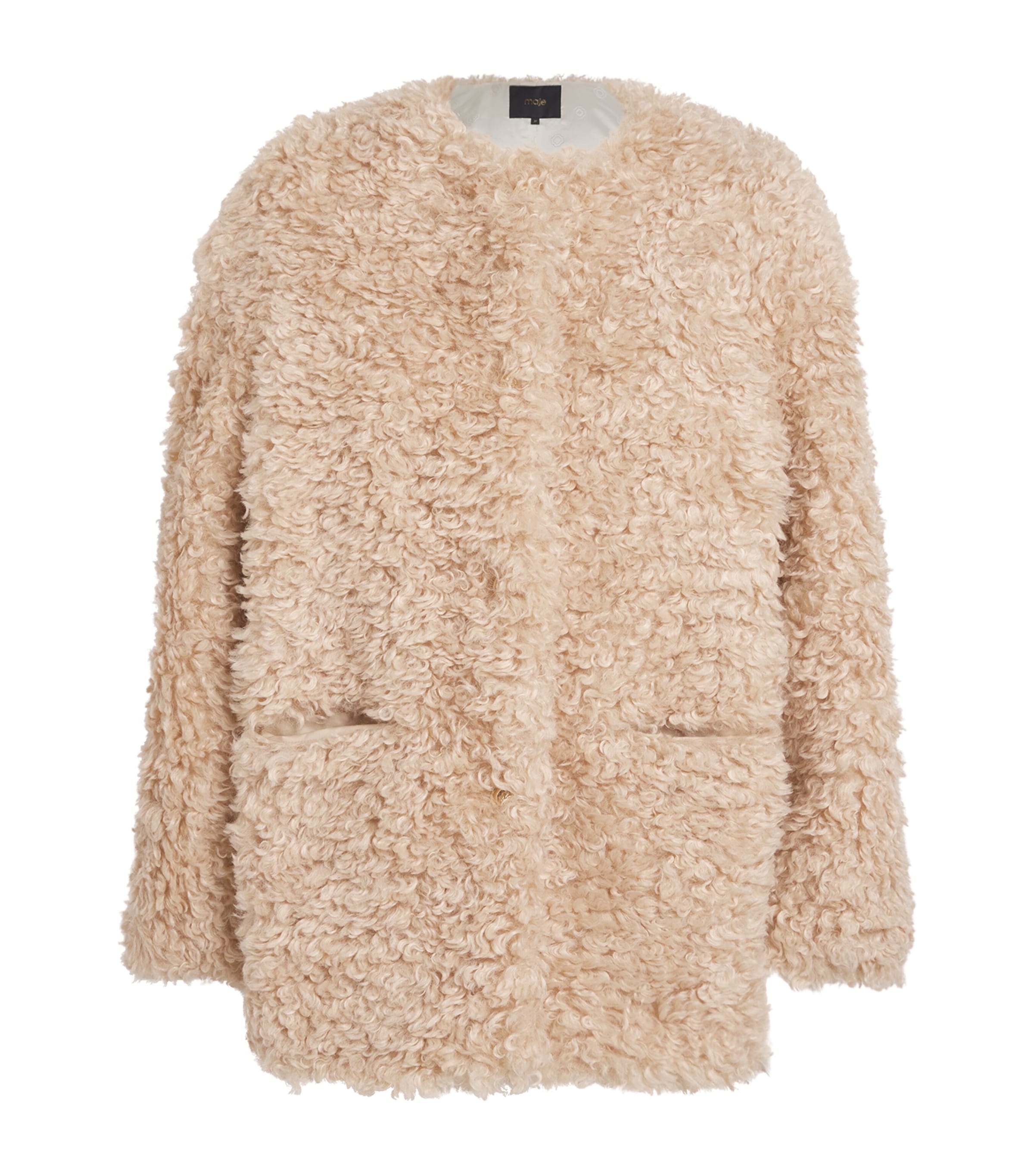 Neutral Faux Shearling Coat