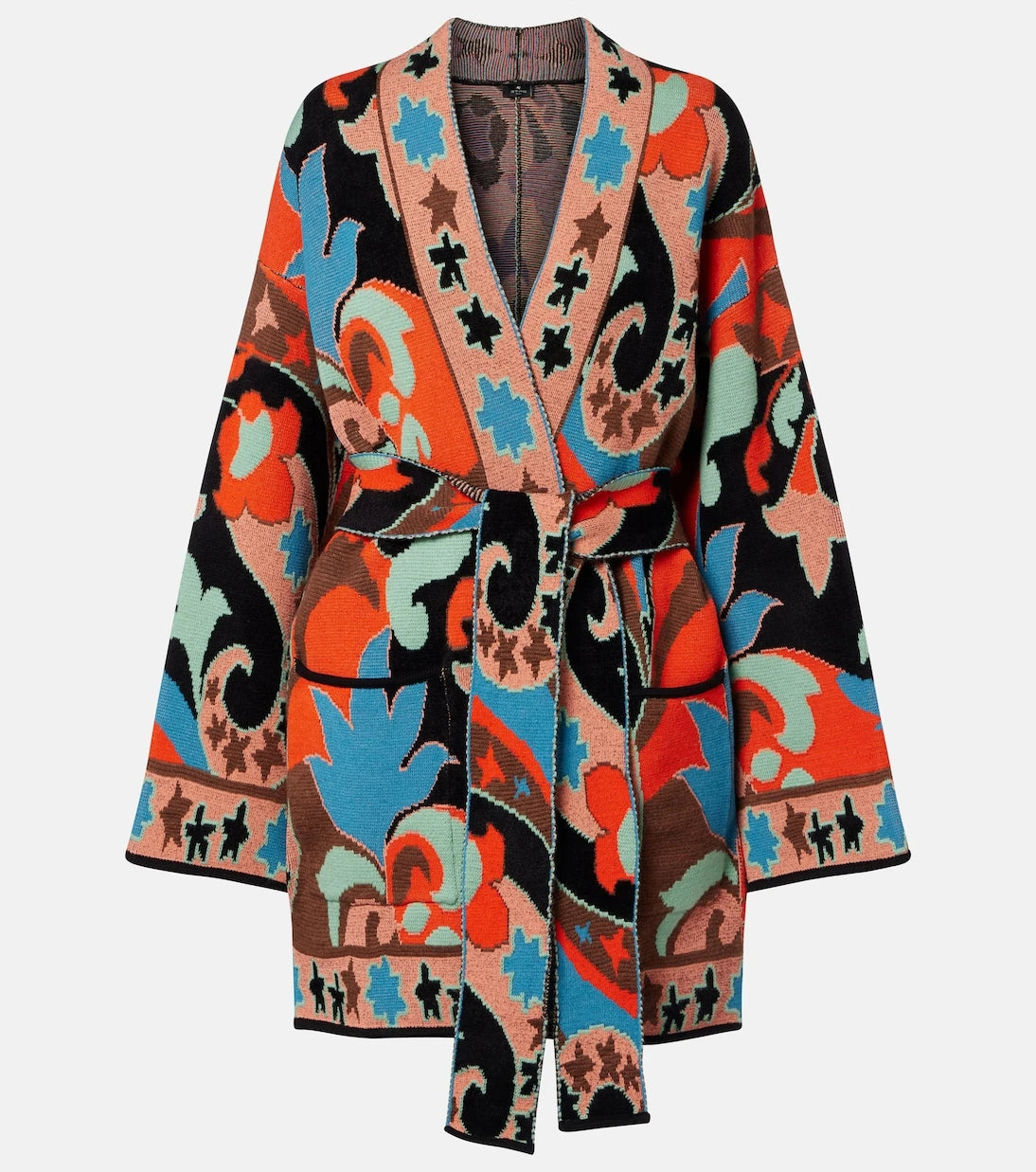 Etro - Jacquard wool-blend wrap cardigan