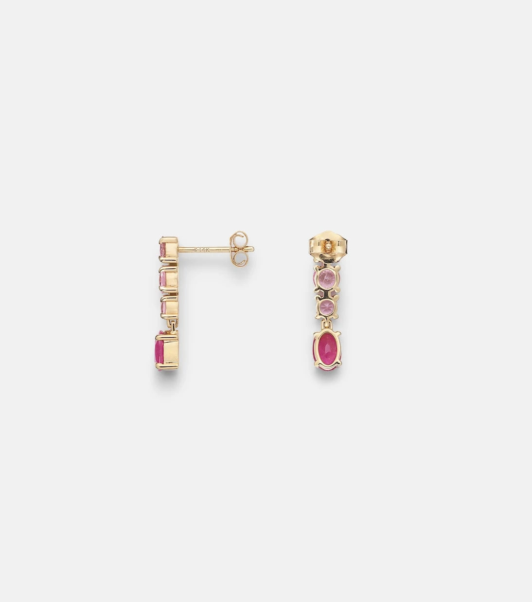 Stone and Strand - 14kt gold earrings with pink sapphire and ruby