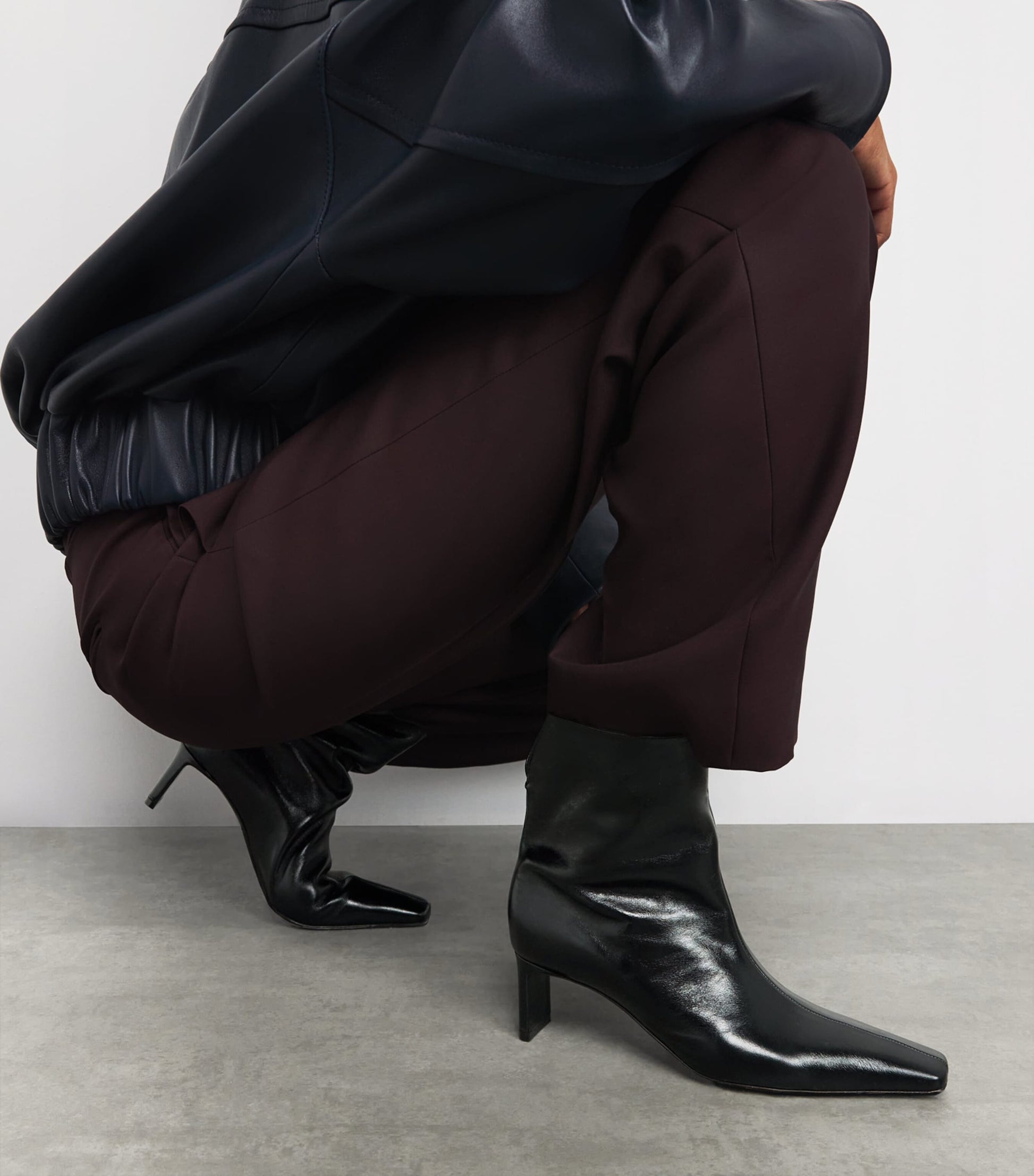 Black Leather Ona Ankle Boots 55