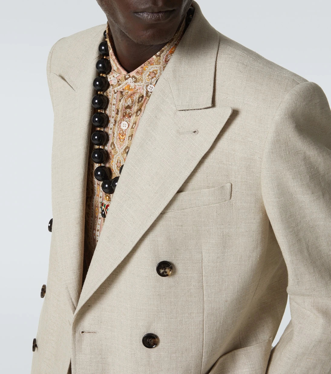 Valentino - Double-breasted linen-blend blazer