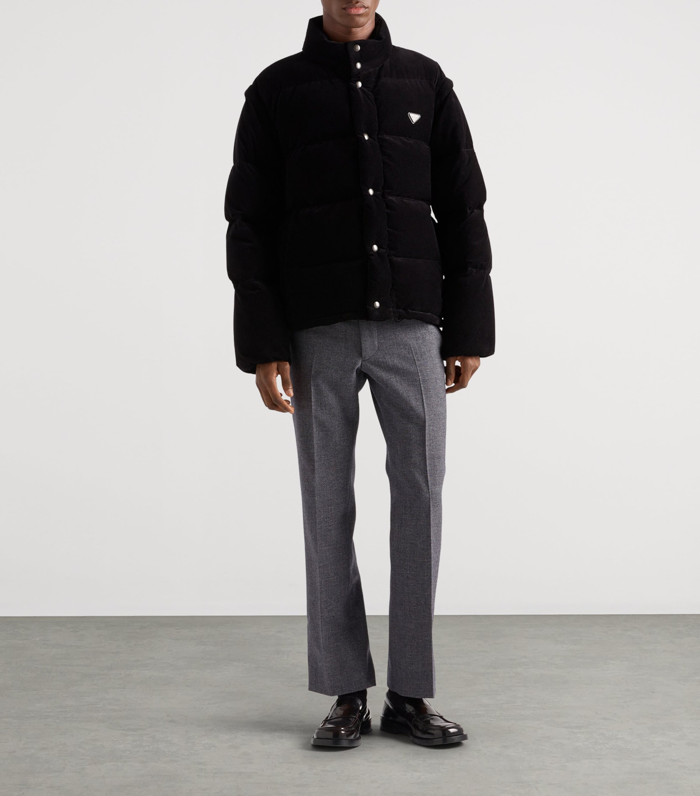 Prada Black Cotton Corduroy Puffer Jacket