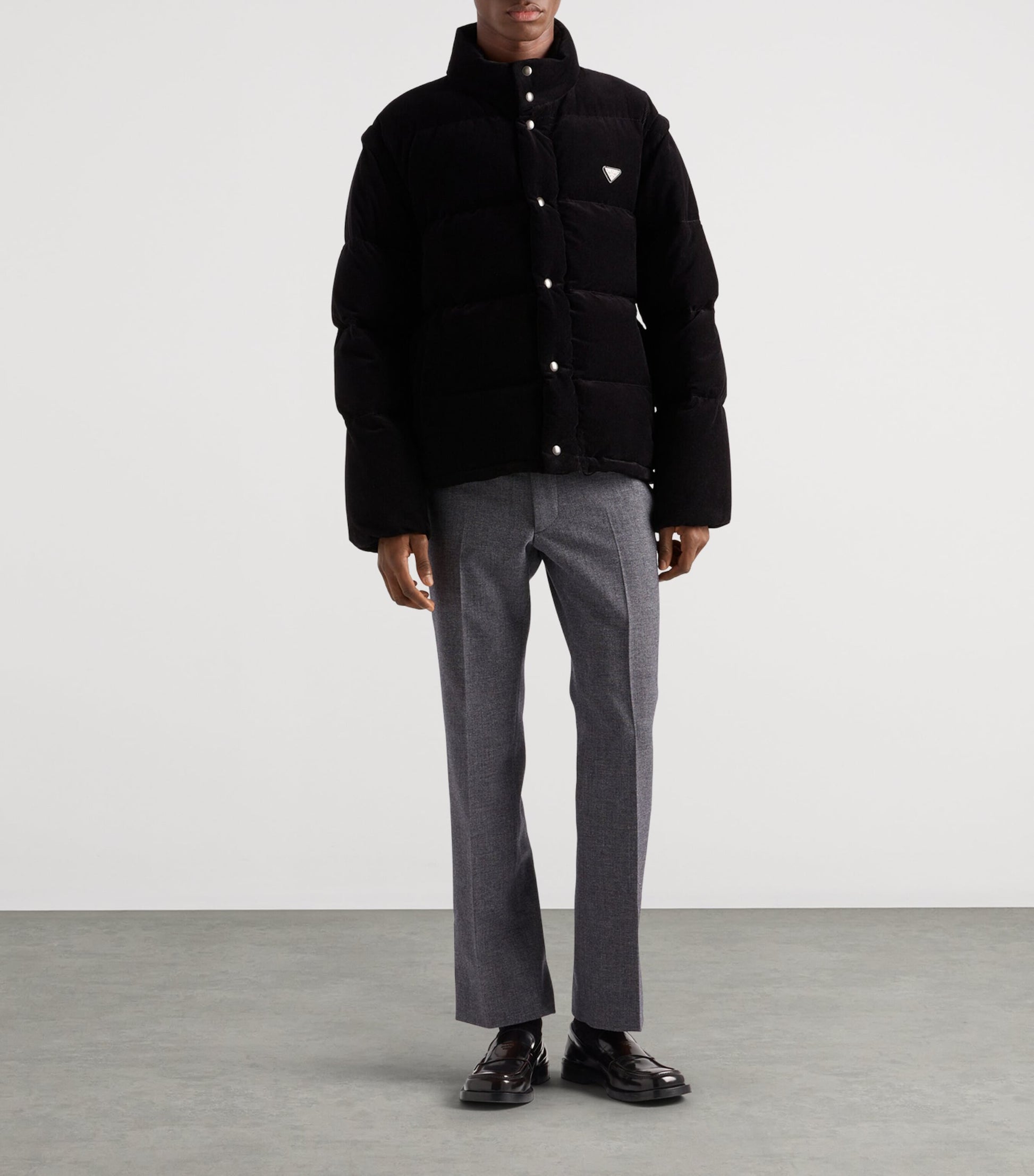 Prada Black Cotton Corduroy Puffer Jacket
