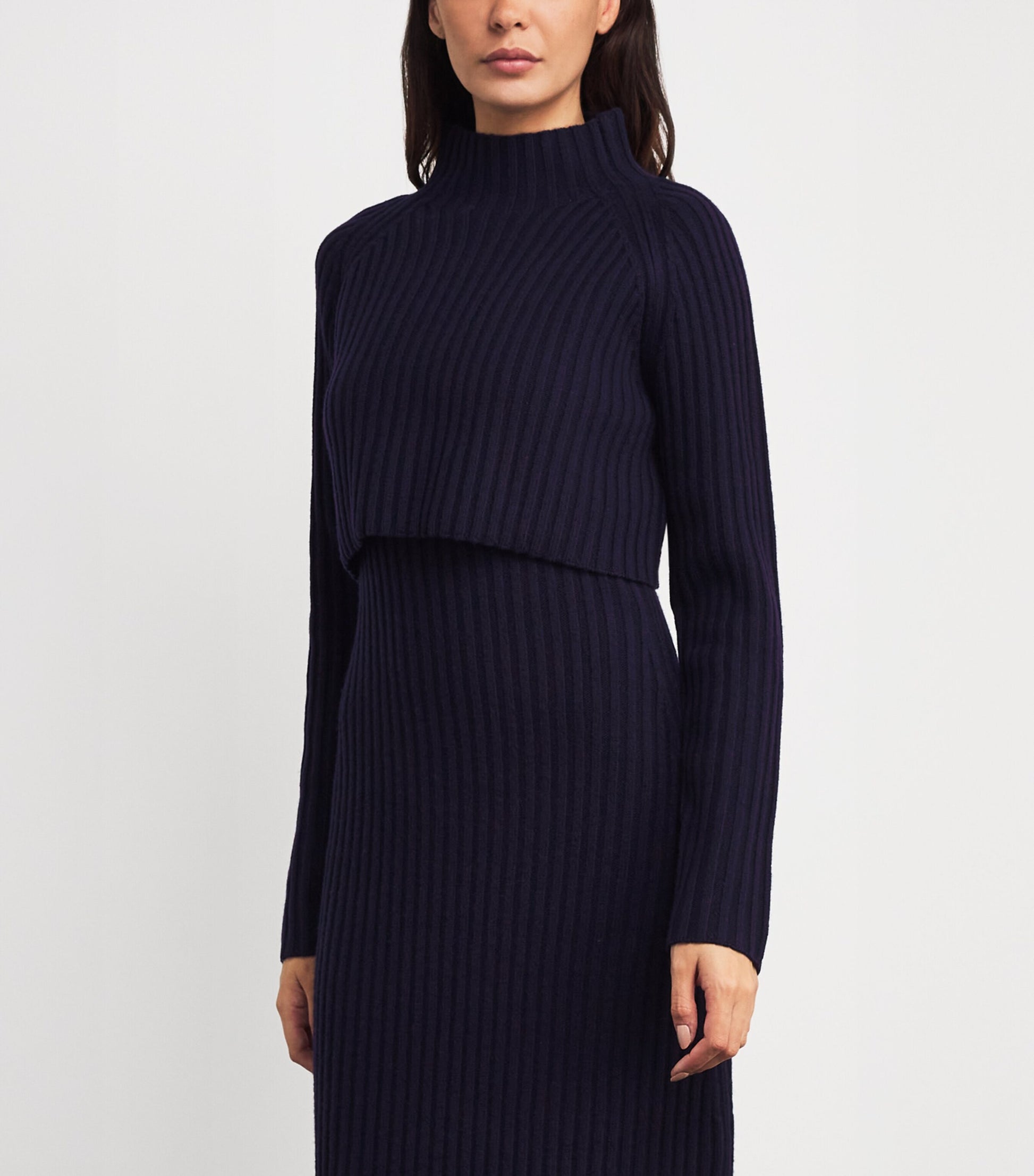 Wool Ribbed Maxi Dress NAVY