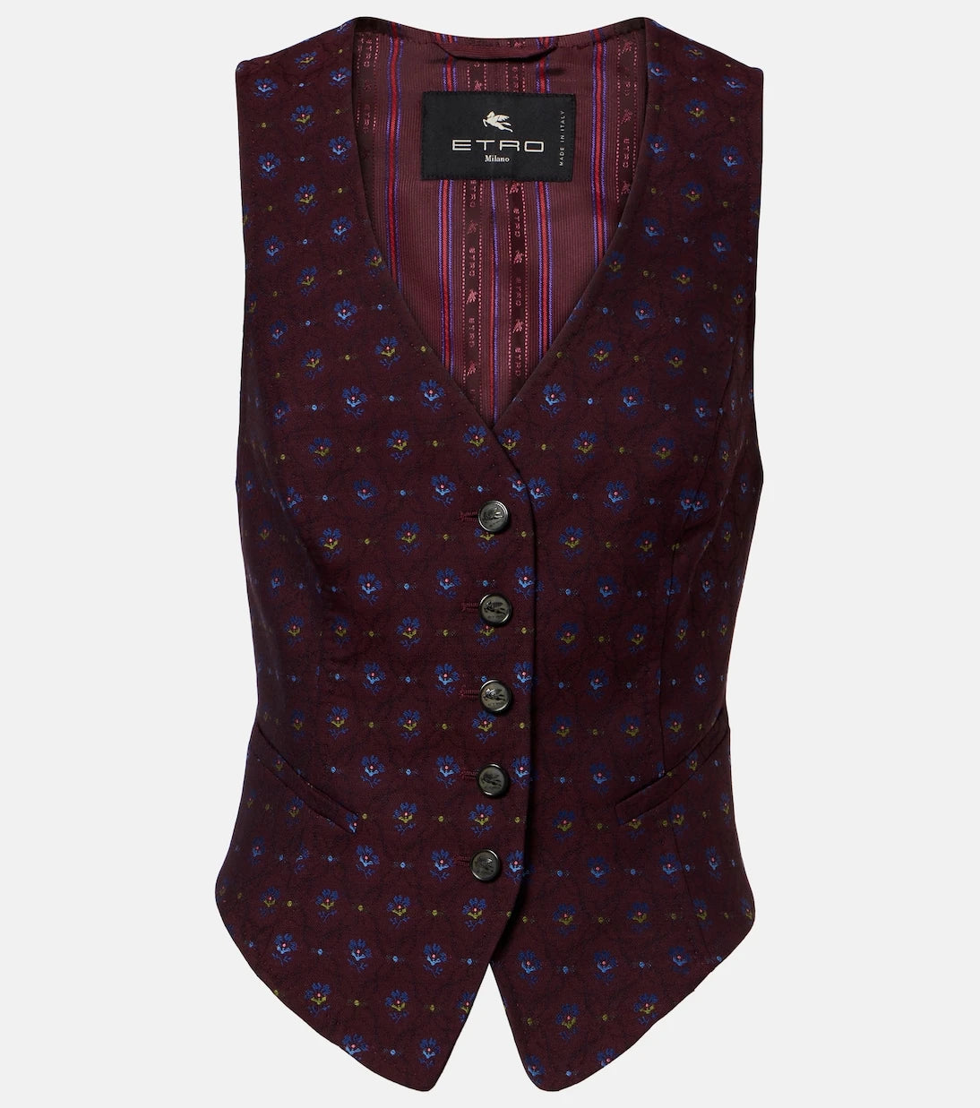 Etro - Floral wool and cotton jacquard vest