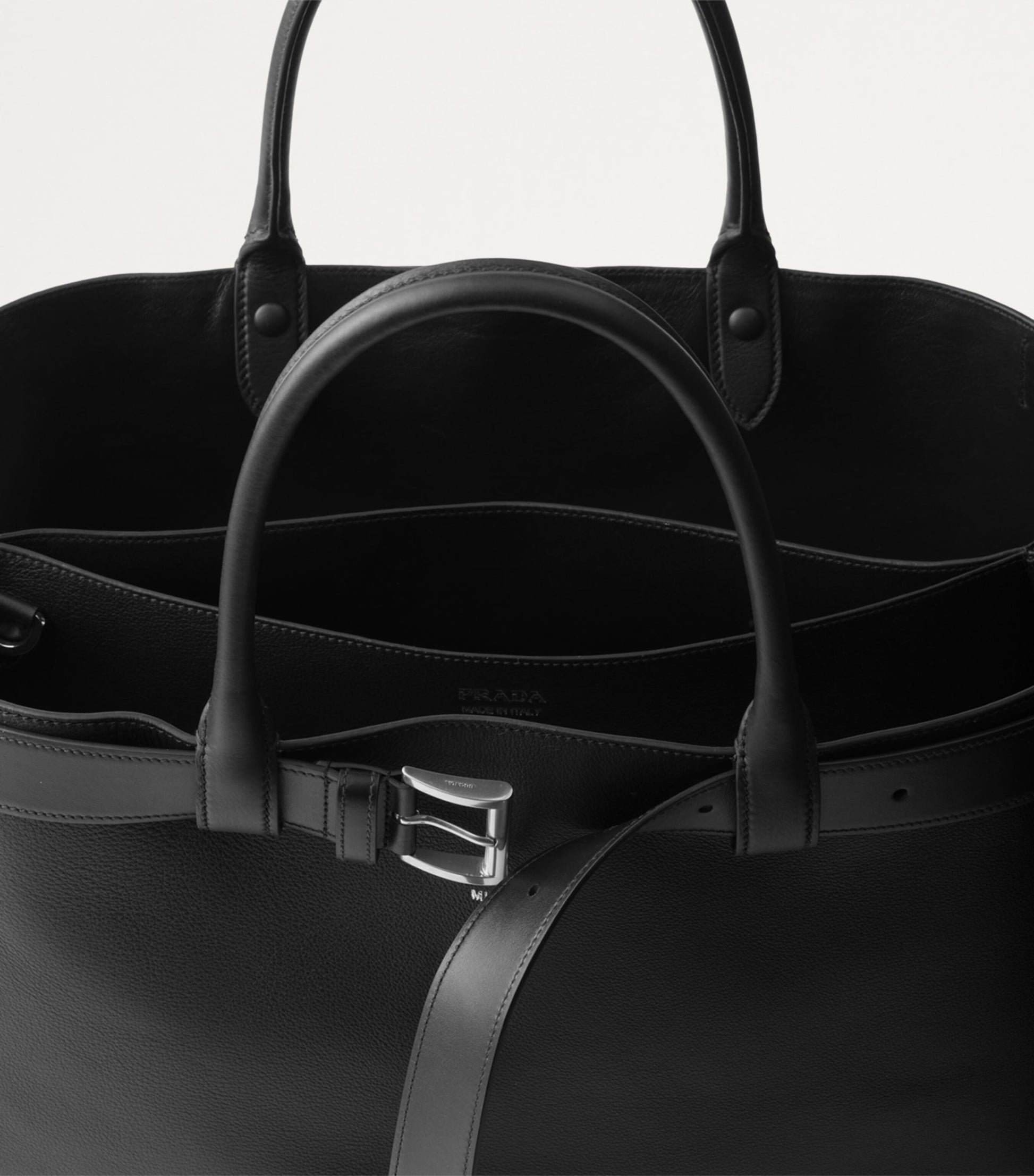 Prada Leather Buckle Tote Bag