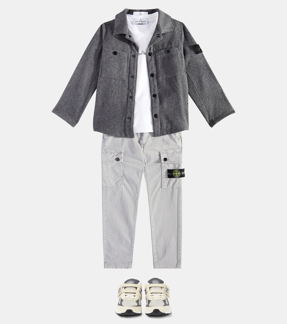 Stone Island Junior - بنطلون قطني واسع من الأعلى وضيق من الأسفل