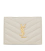 Saint Laurent White Quilted Leather Monogram Wallet