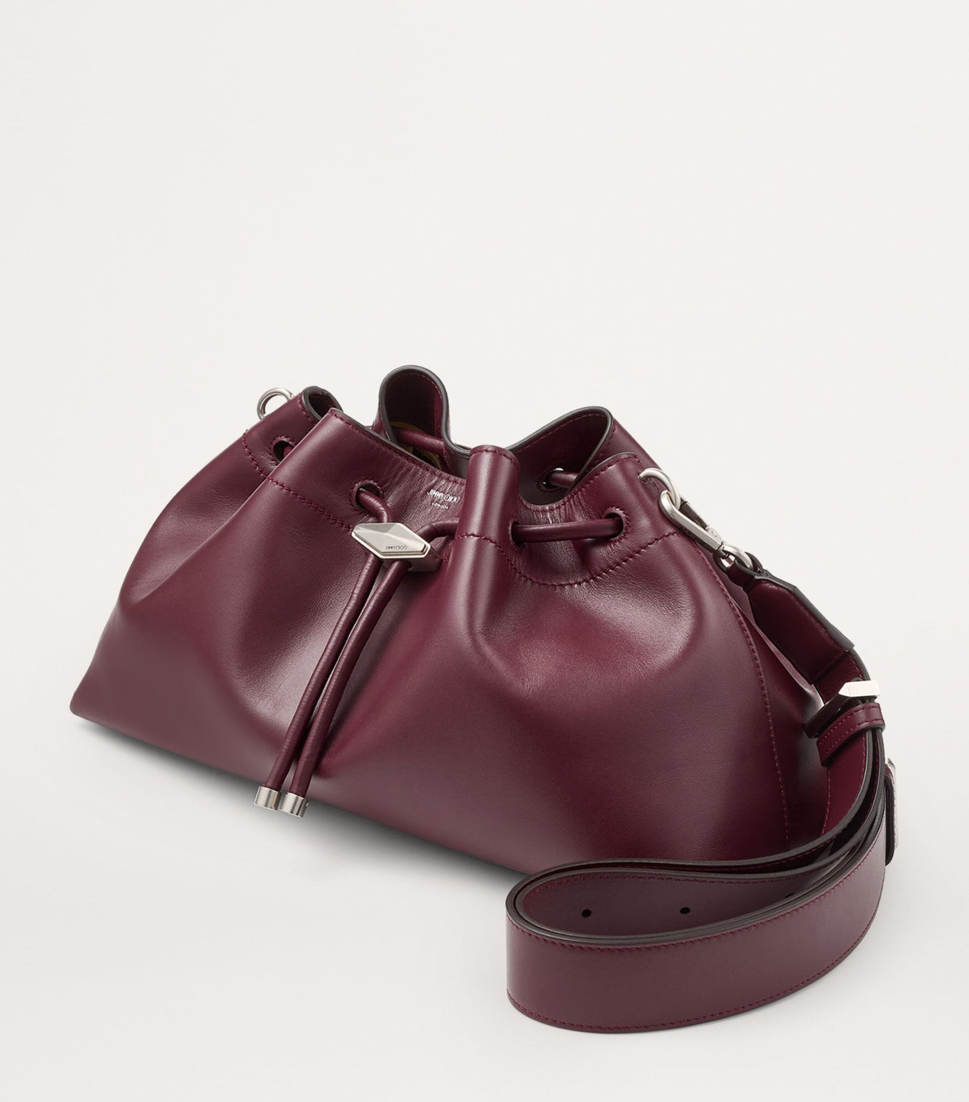 Red Medium Leather Cinch Bucket Bag