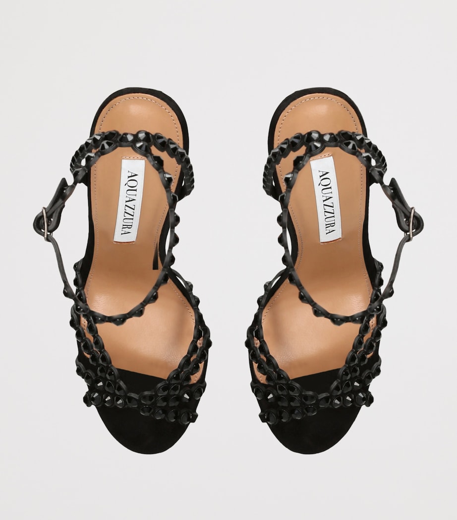 Aquazzura Black Embellished Tequila Heeled Sandals 105
