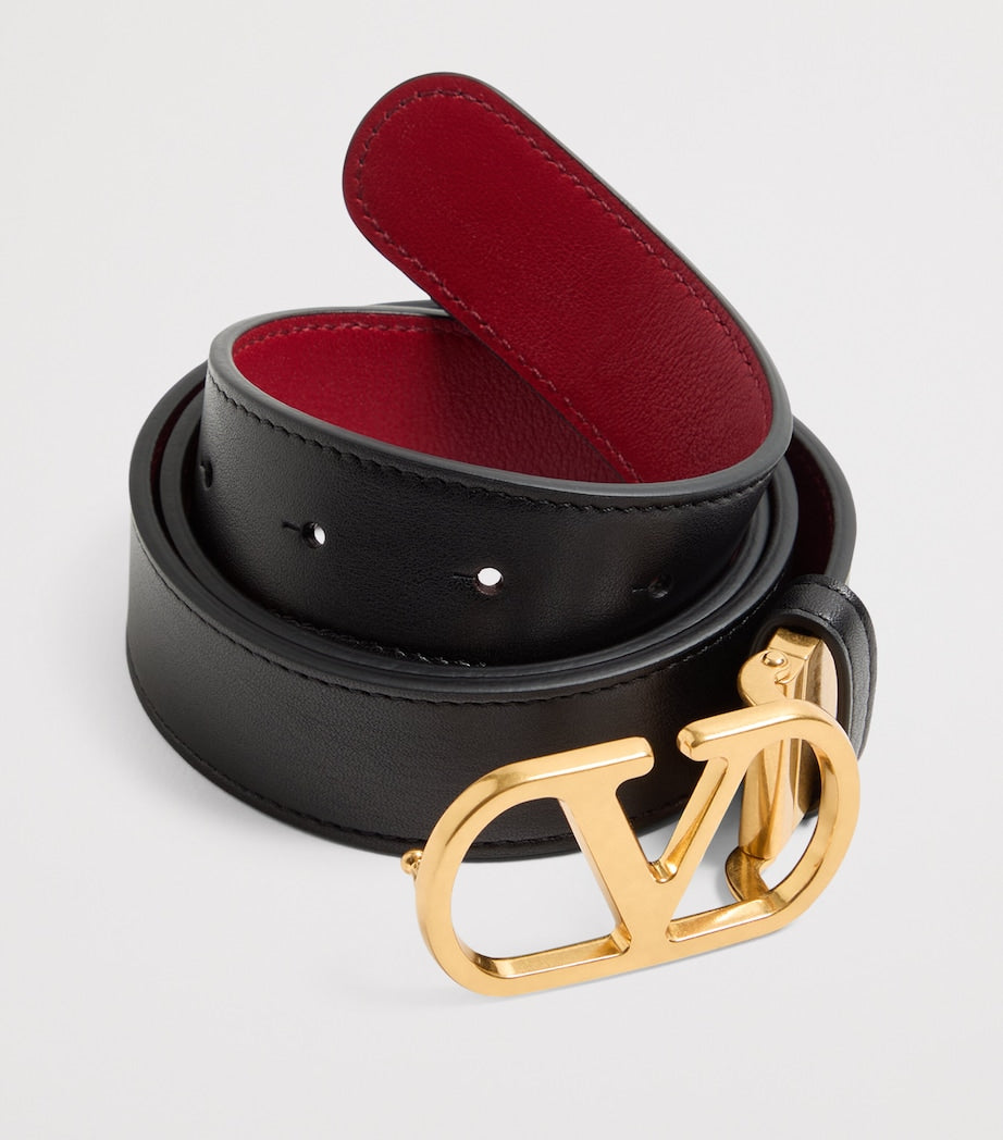 Valentino Garavani Black Reversible VLogo Signature Belt