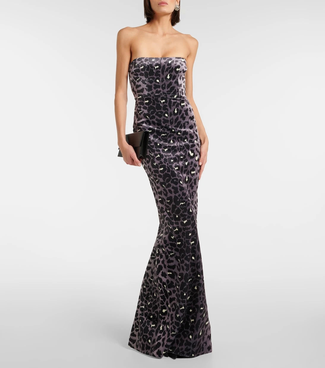 Alex Perry - Leopard-print strapless velvet gown