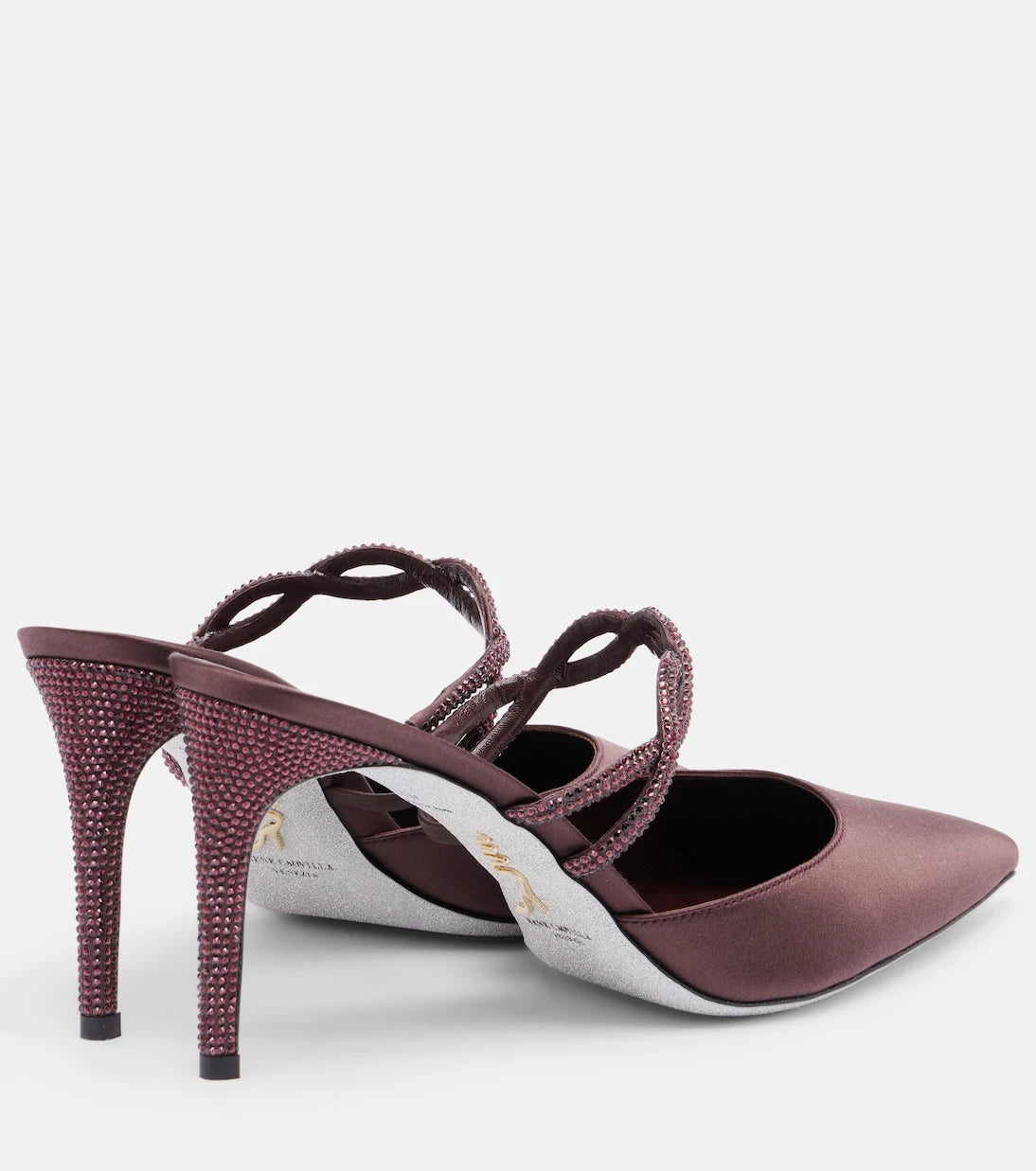 Rene Caovilla - Crystal-embellished satin mules