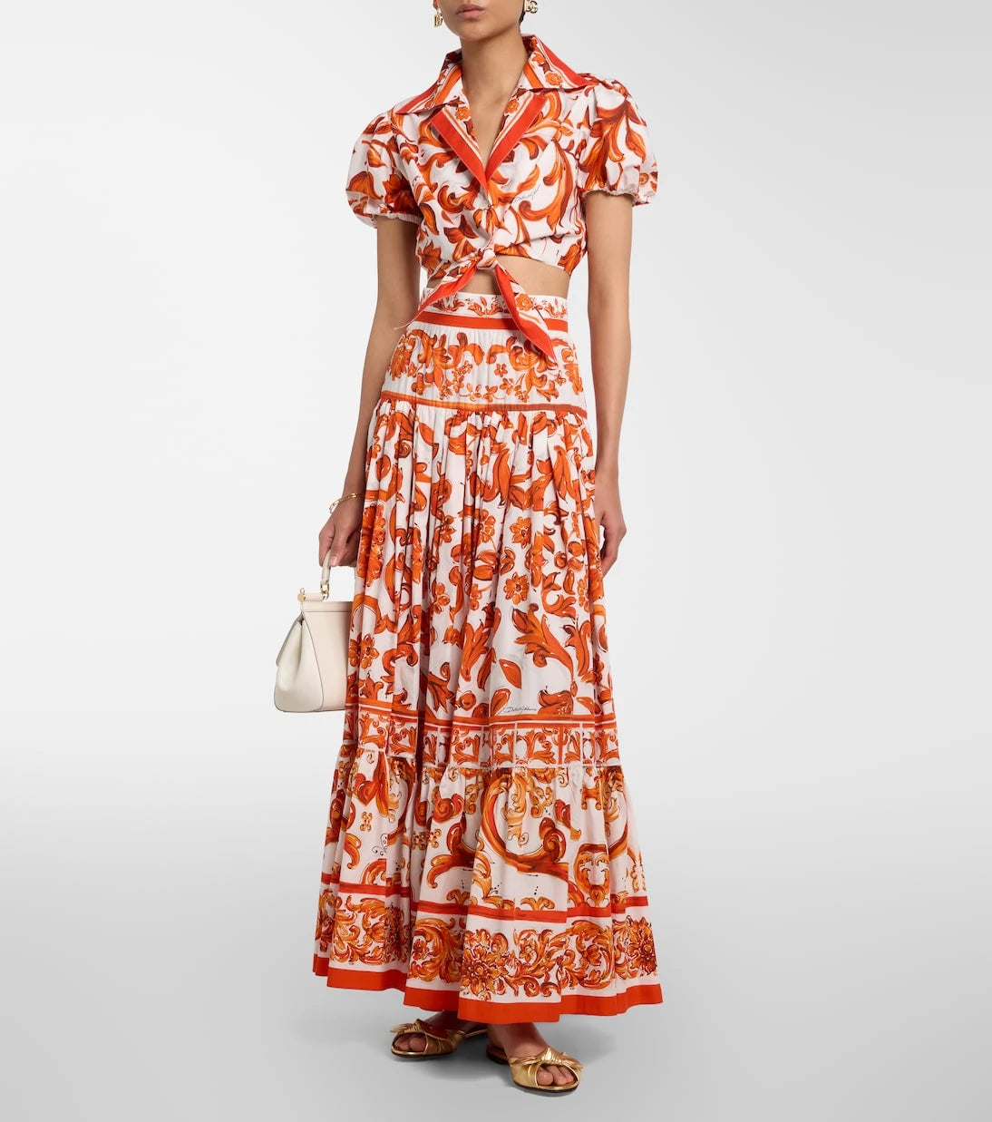Dolce&Gabbana - Majolica cotton poplin maxi skirt