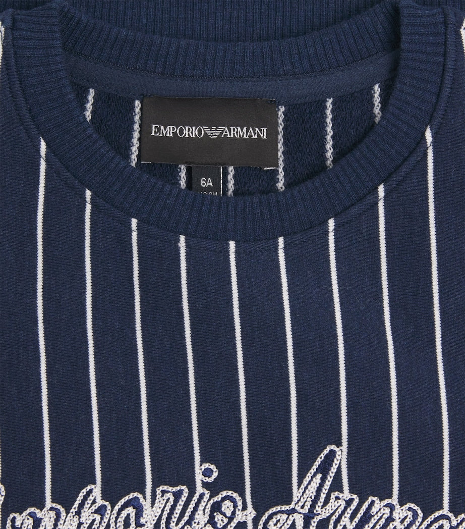 Emporio Armani Kids Cotton Pinstripe Logo Sweatshirt (4-16 Years)