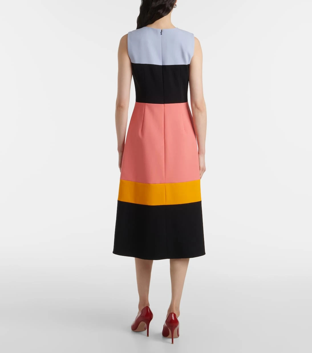 Carolina Herrera - Colorblocked wool-blend midi dress