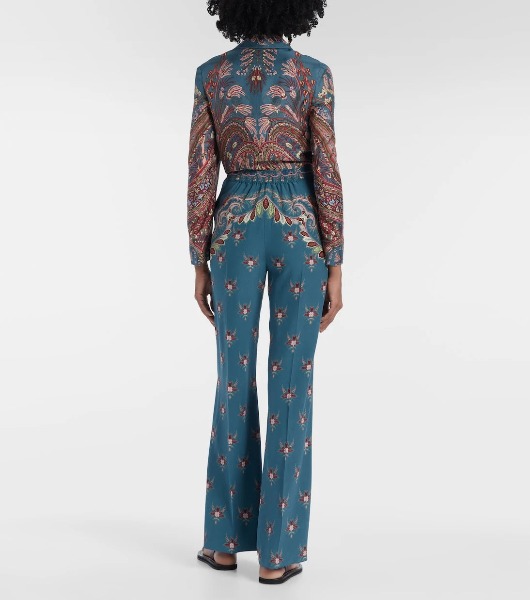 Etro - Floral printed silk flared pants