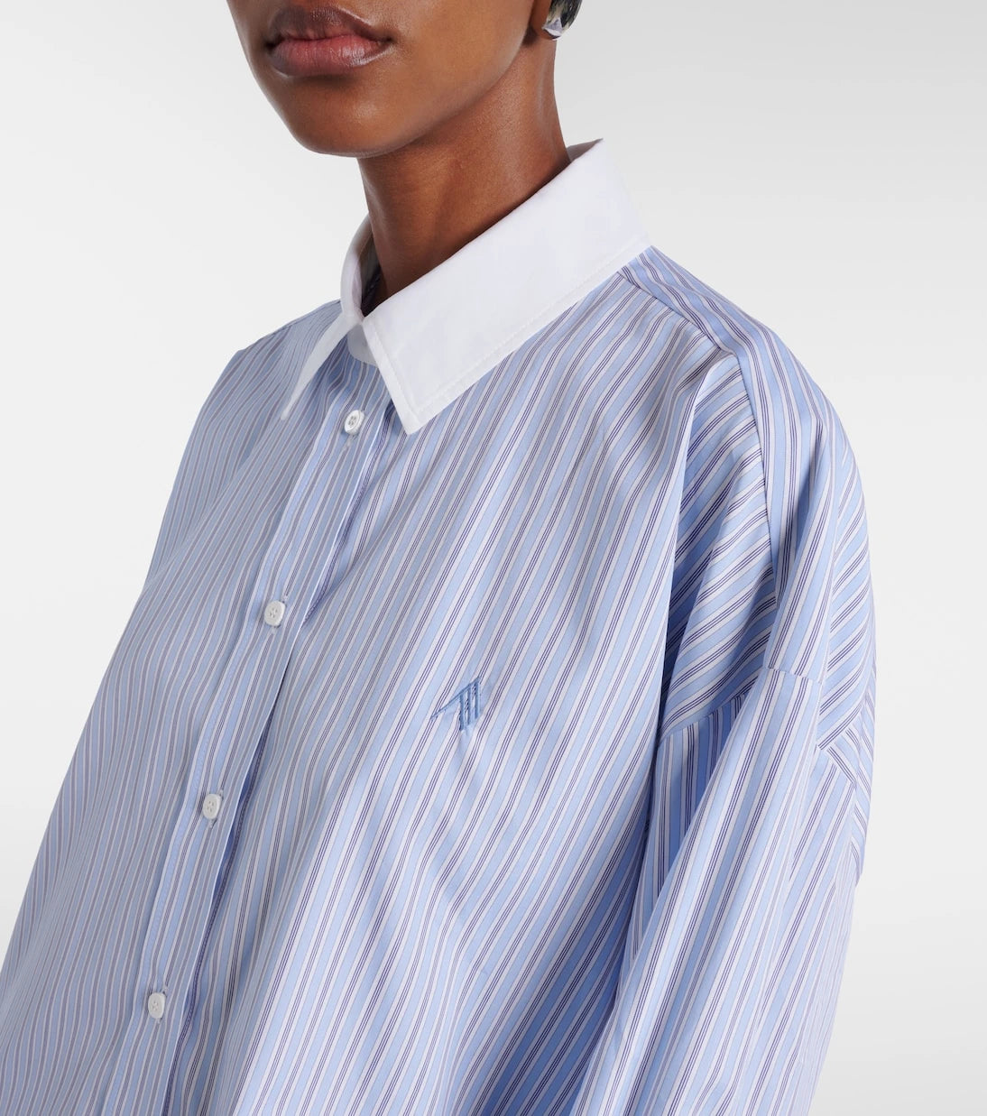 The Attico - قميص قطني مخطط غير متماثل