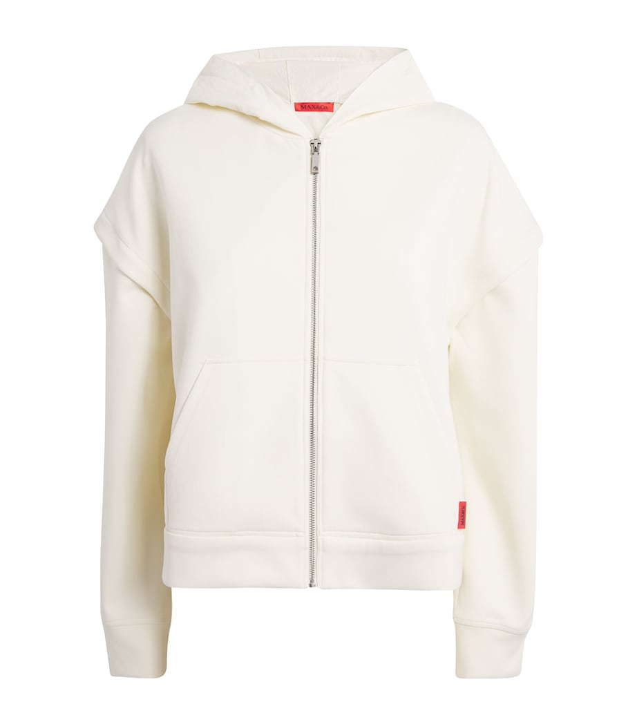 MAX&Co. White Cotton-Blend Jersey Hoodie