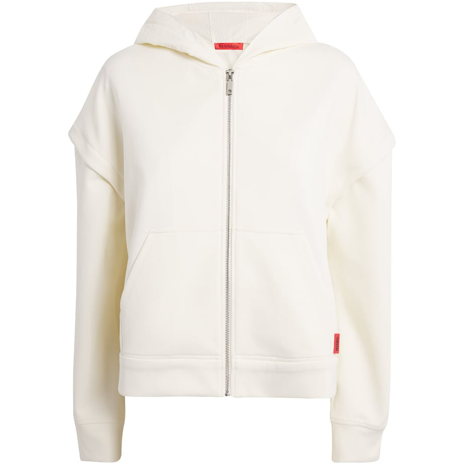 MAX&Co. White Cotton-Blend Jersey Hoodie