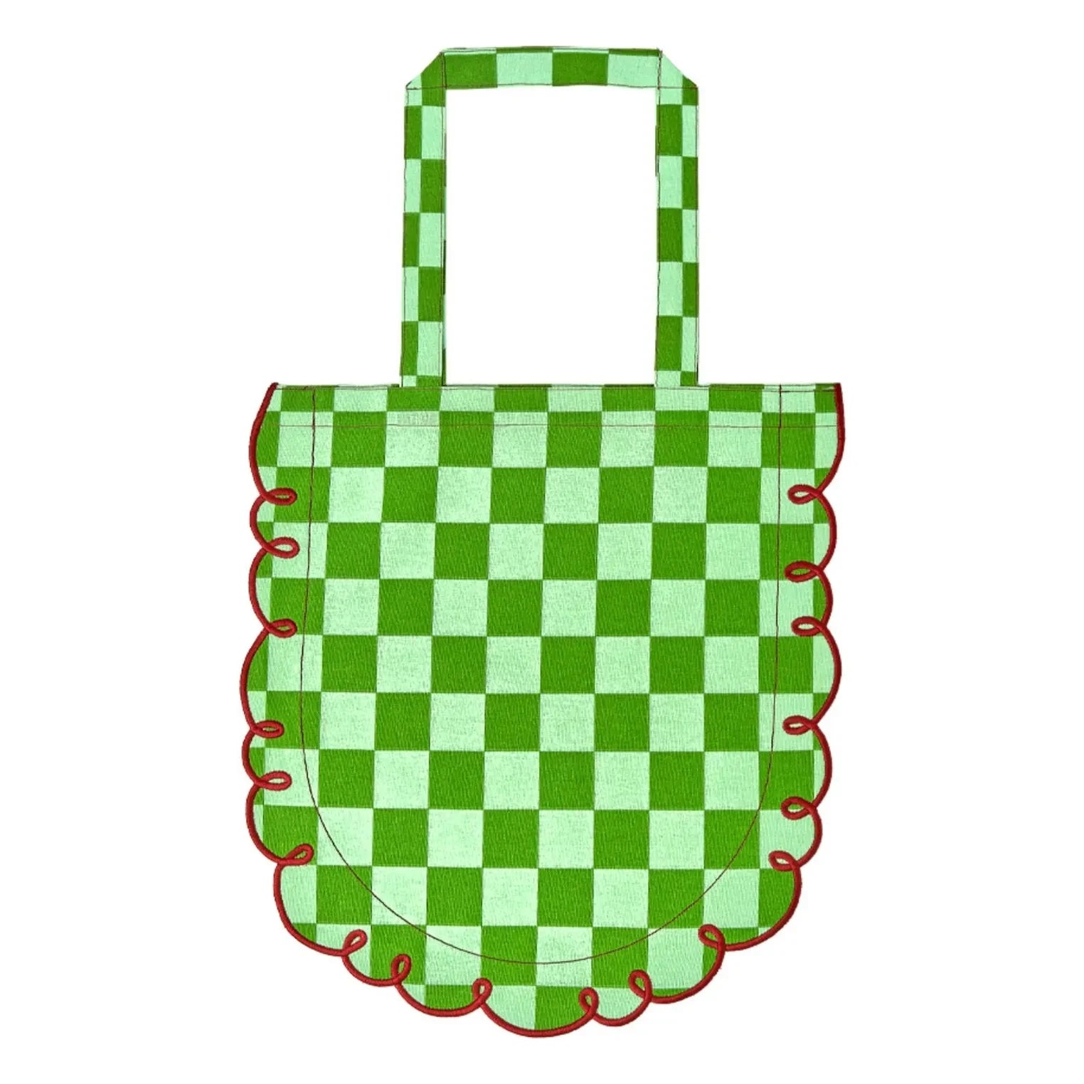 Bitossi - Dama Verde gingham cotton tote bag  | Green