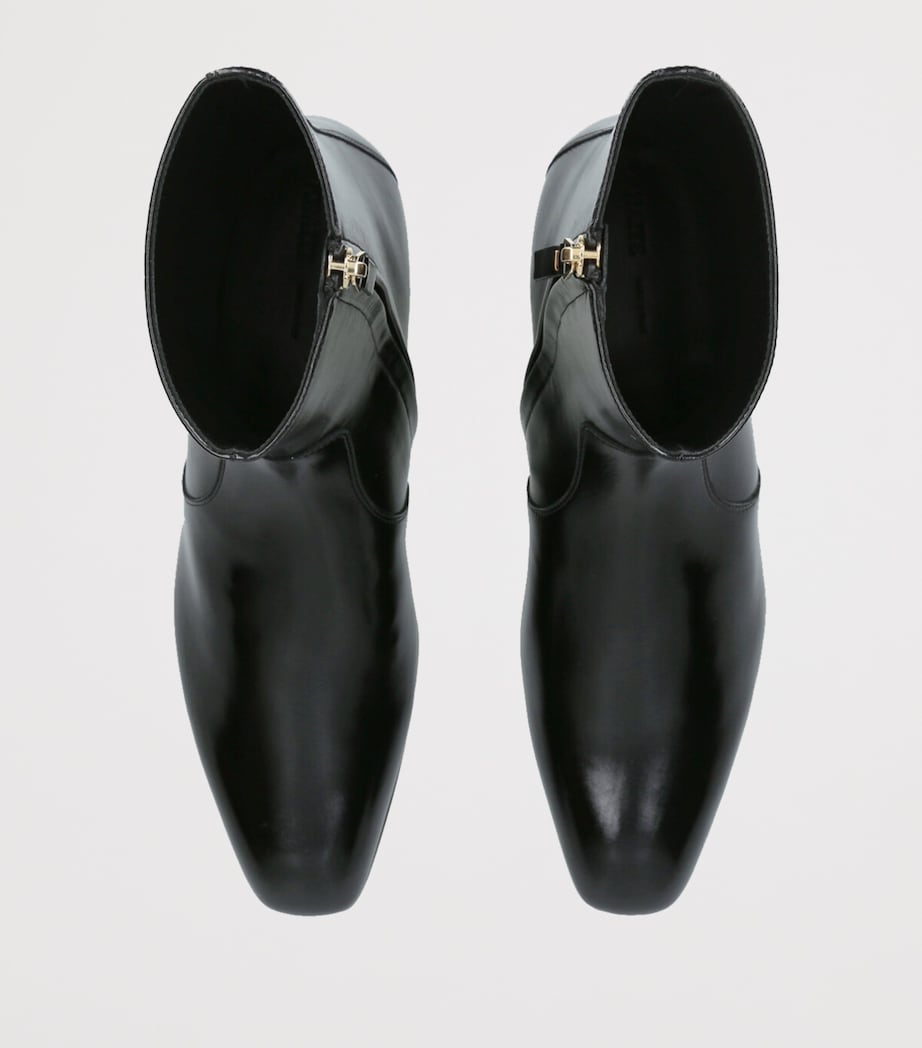 Khaite Black Leather Colt Ankle Boots