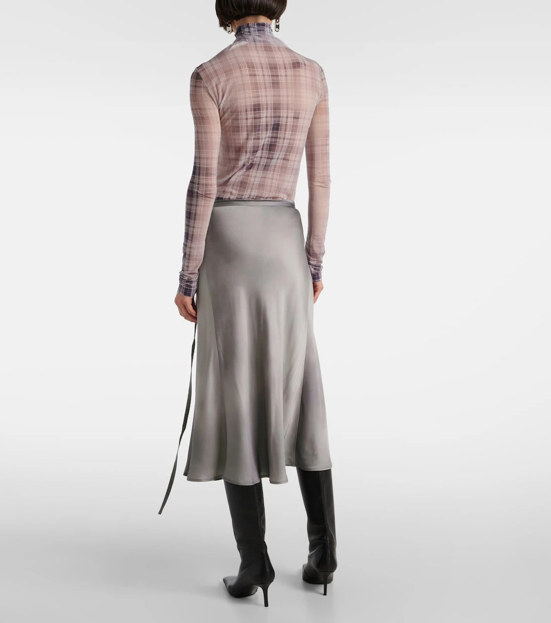 Acne Studios - تنورة ساتان ملفوفة