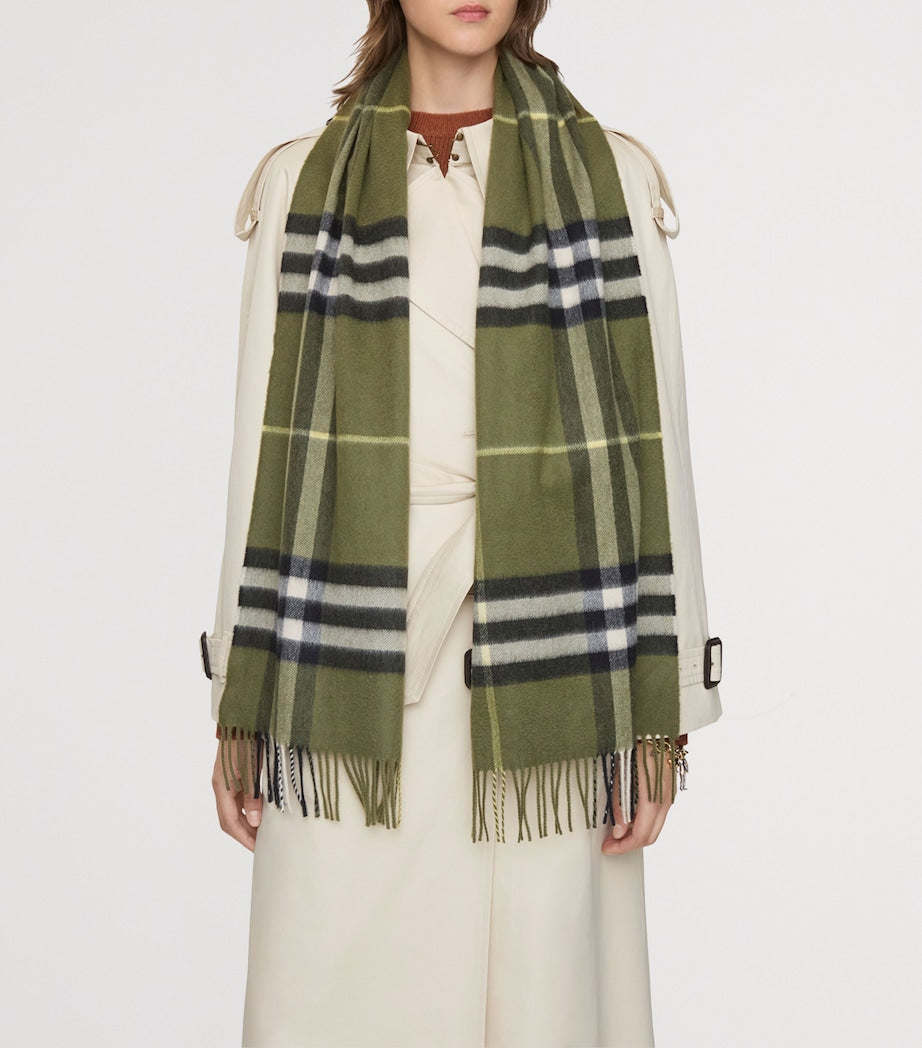 Green Cashmere Check Scarf