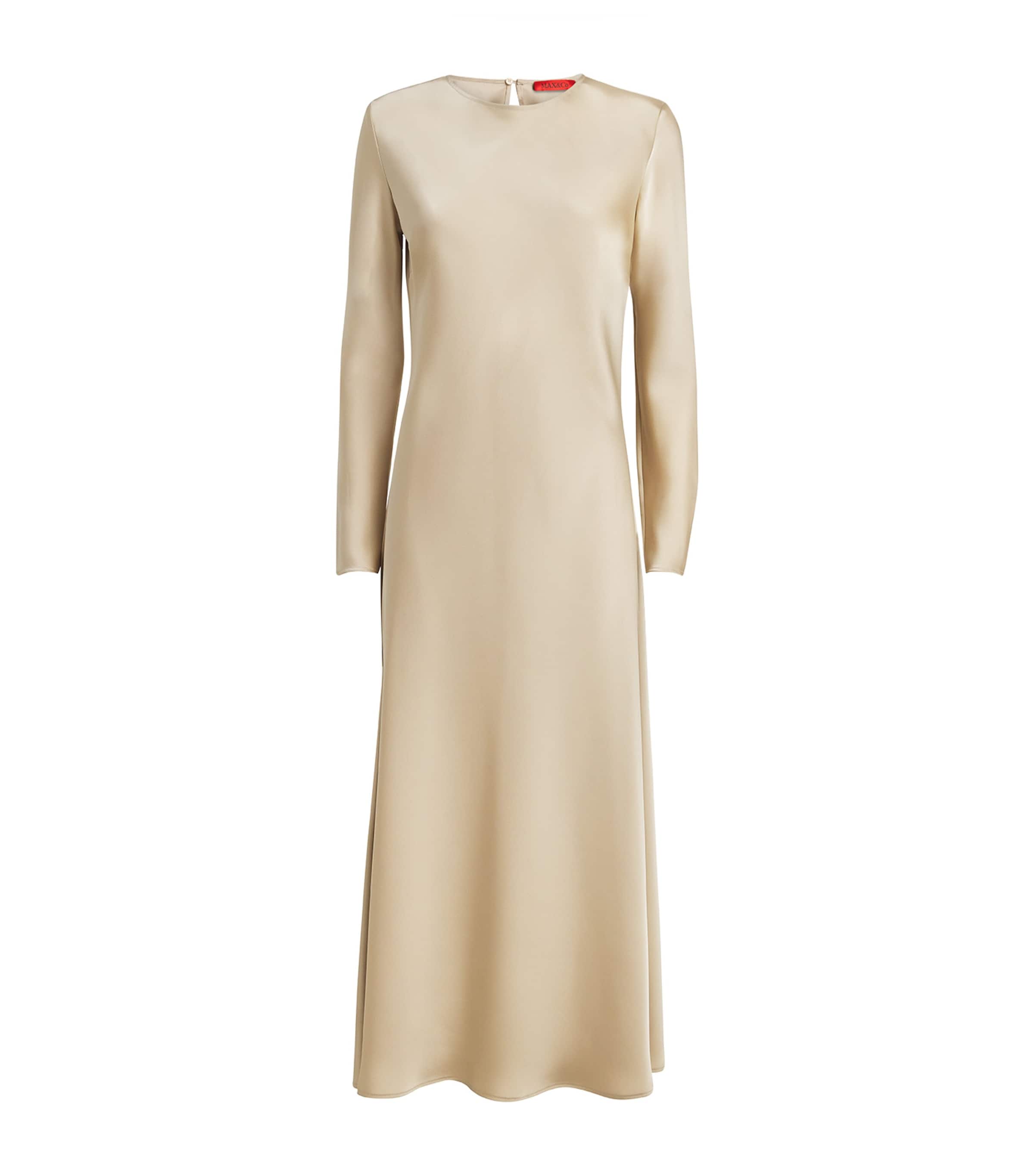 MAX&Co. Beige Satin Midi Dress