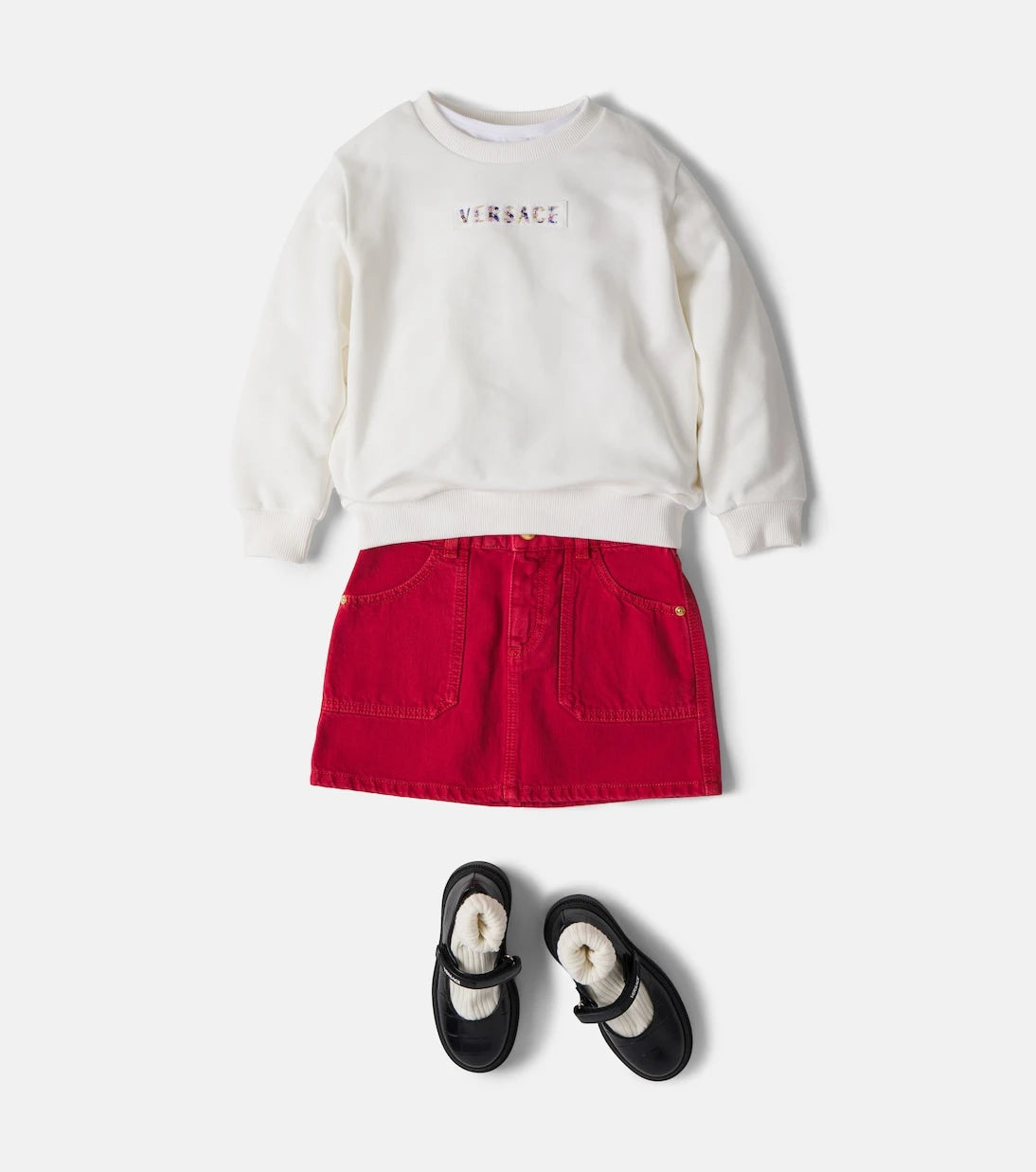 Versace Kids - Logo beaded cotton jersey sweatshirt