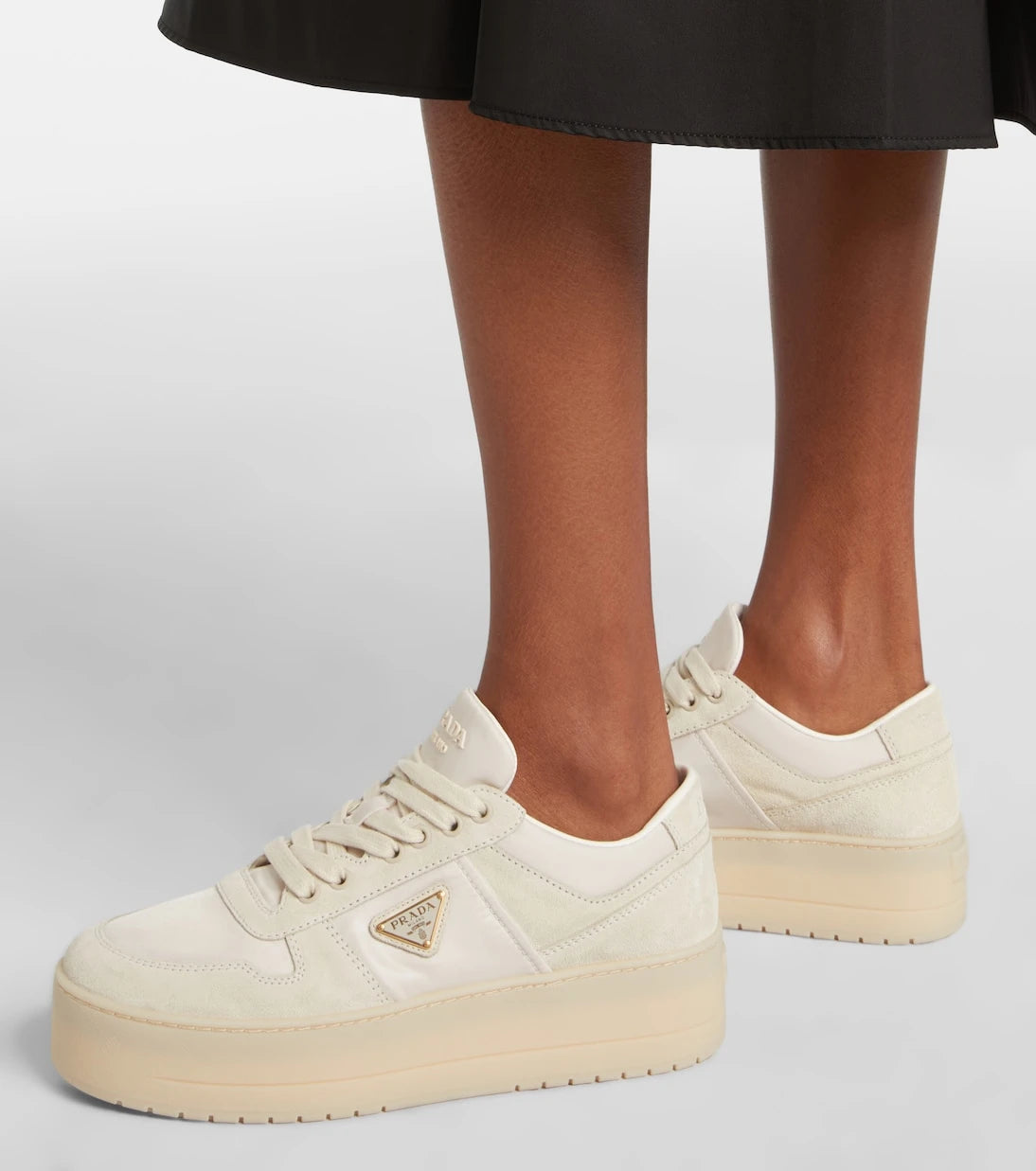 Prada - Downtown Bold Re-Nylon and suede sneakers