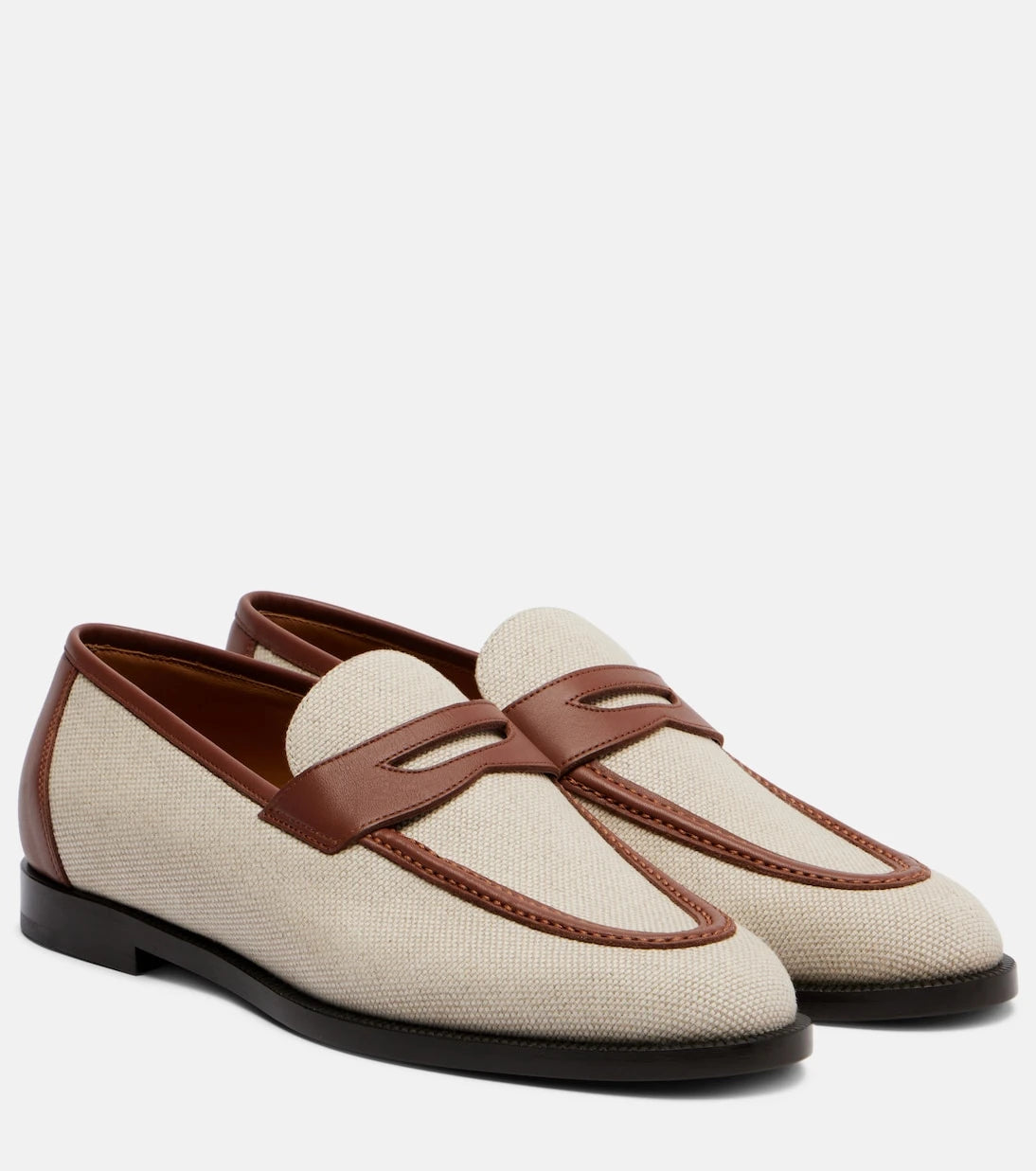 Loro Piana - Sergio leather-trimmed penny loafers