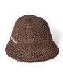 Brown Raffia Logo Bucket Hat