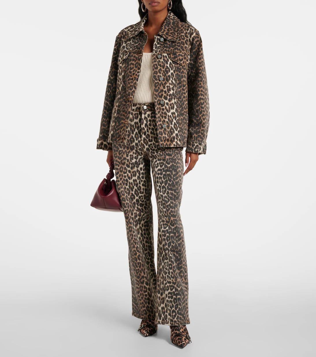 Ganni - Izey leopard-print straight jeans