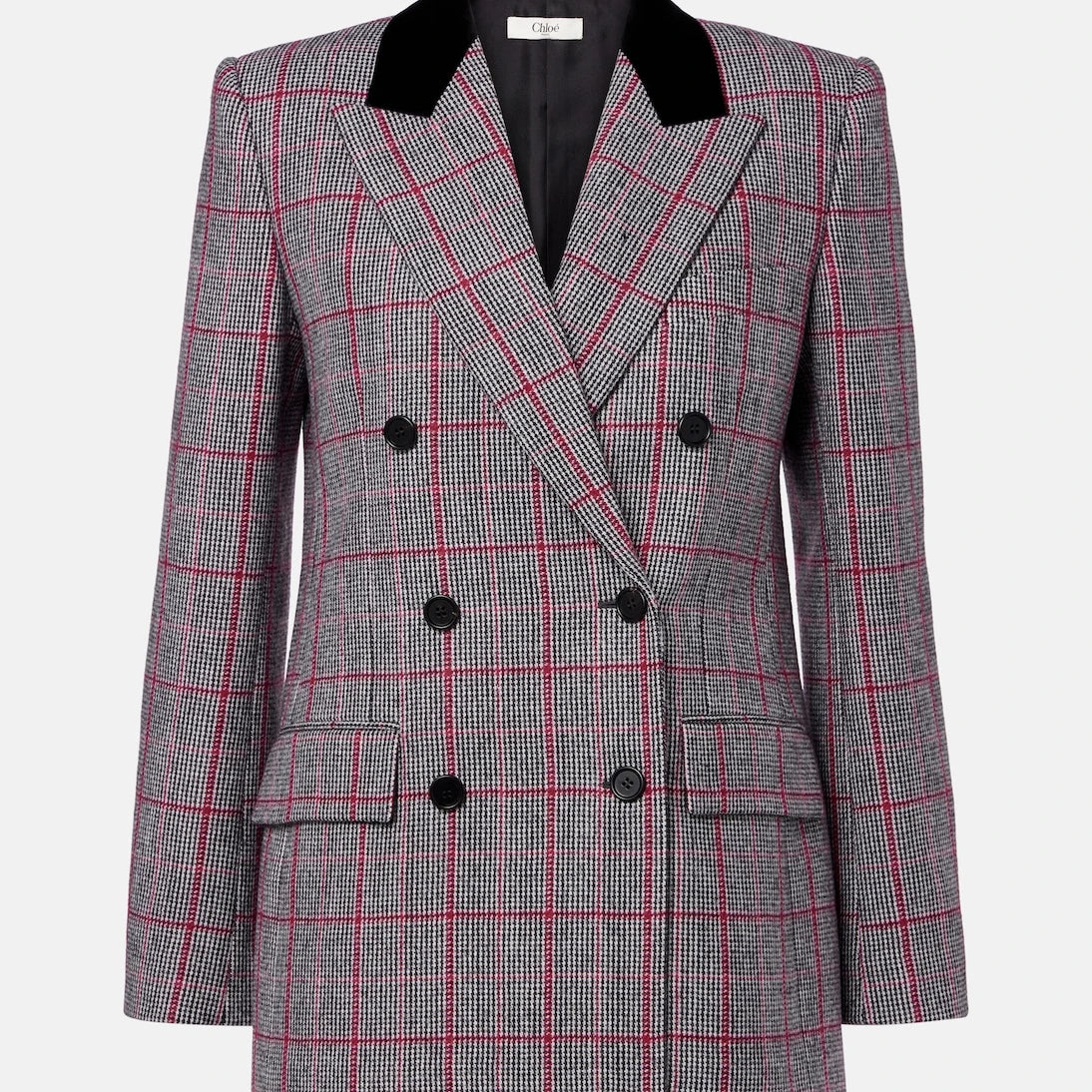 Chloé - Checked double-breasted wool jacket