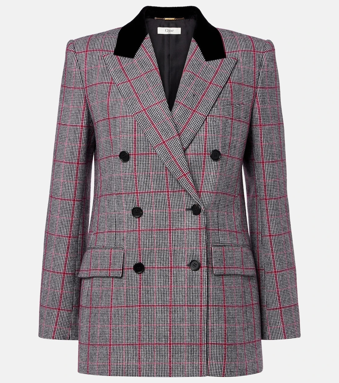 Chloé - Checked double-breasted wool jacket