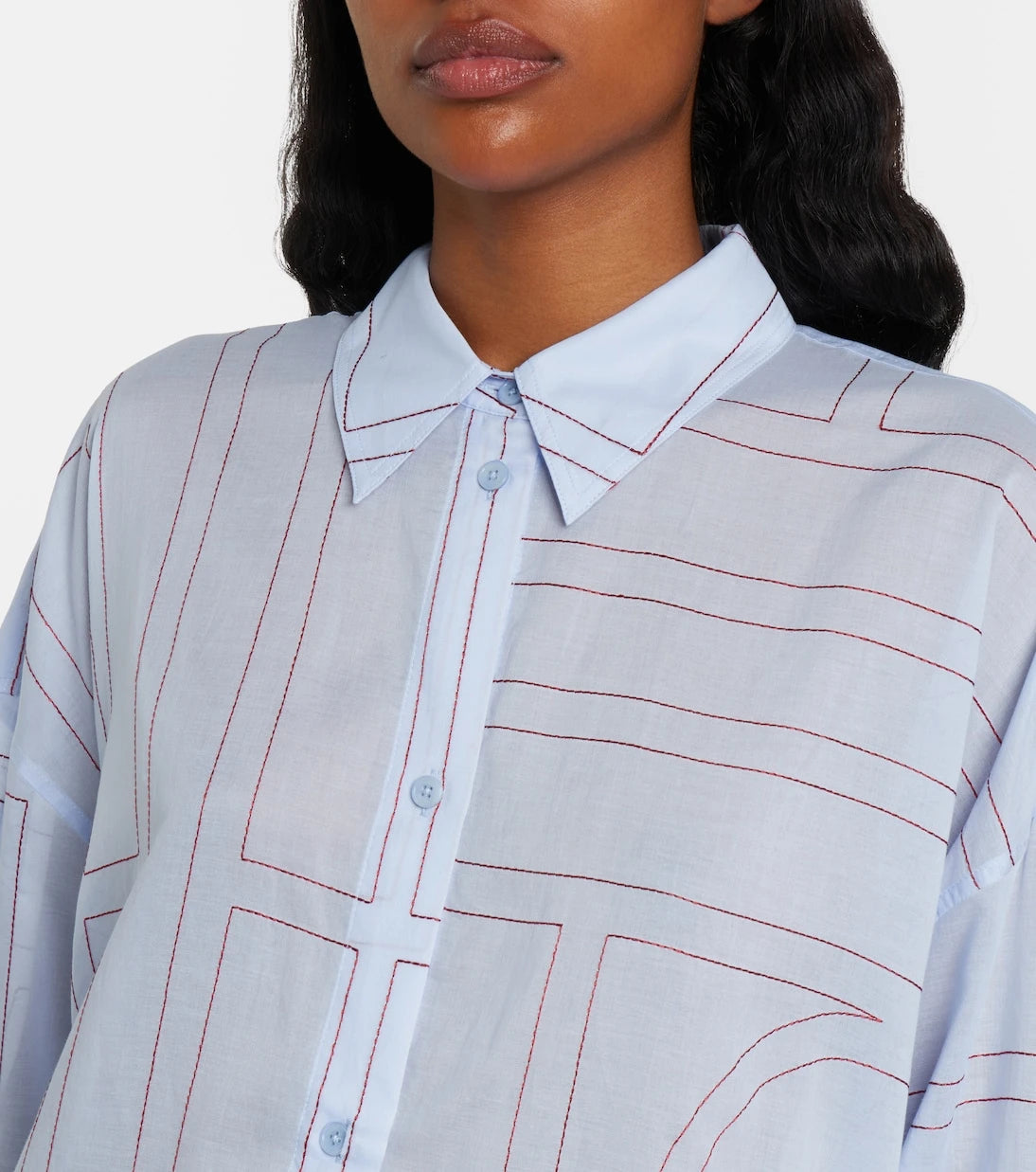 Toteme - Embroidered cotton-blend poplin shirt